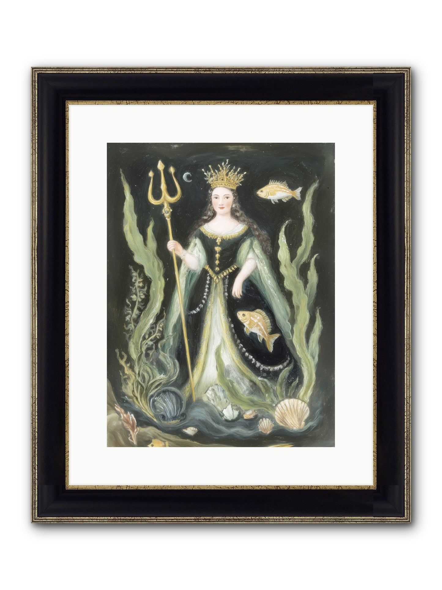 Siren Song Framed Print - Black & Gold 12x16