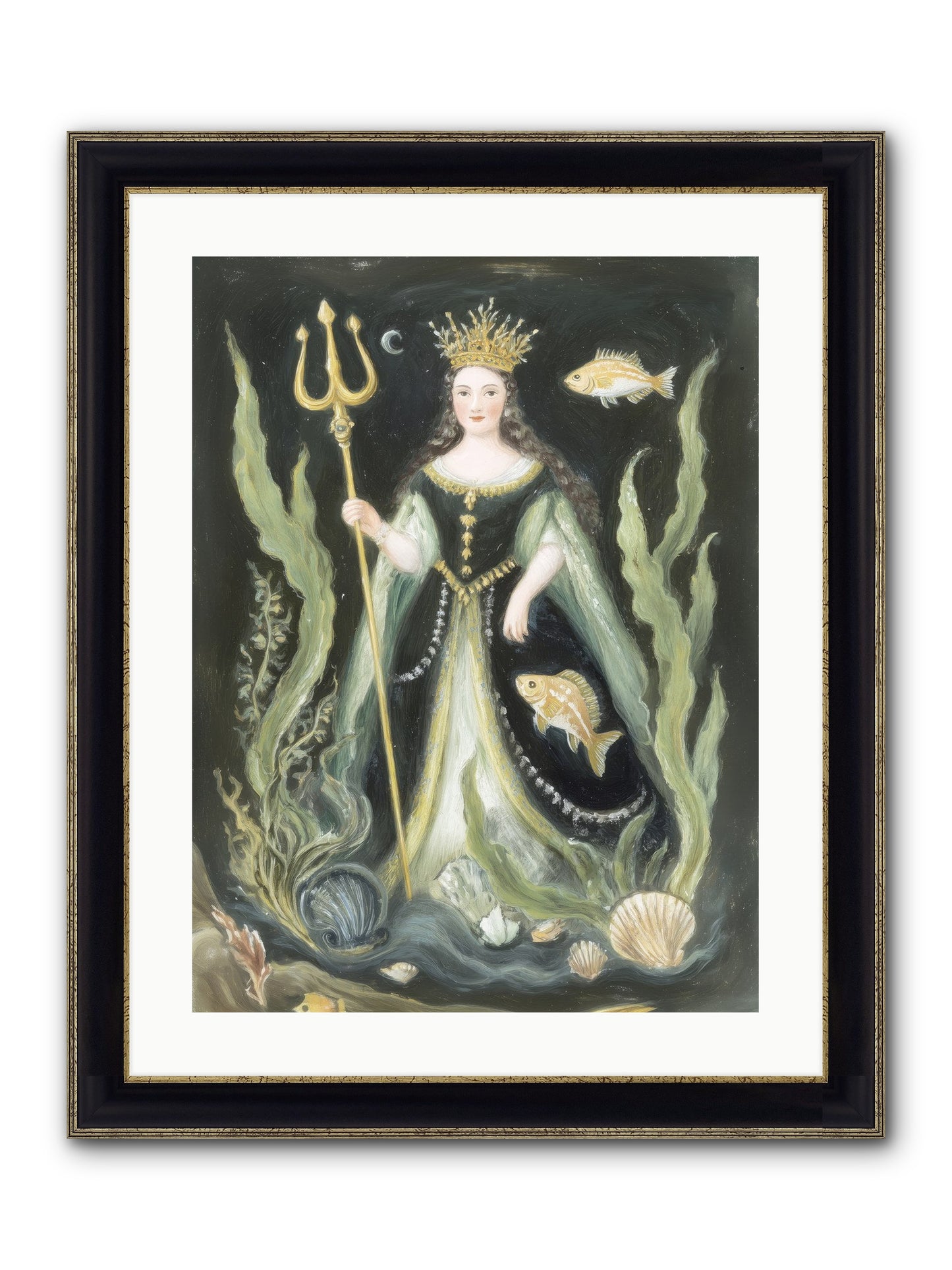 Siren Song Framed Print - Black & Gold 18x24