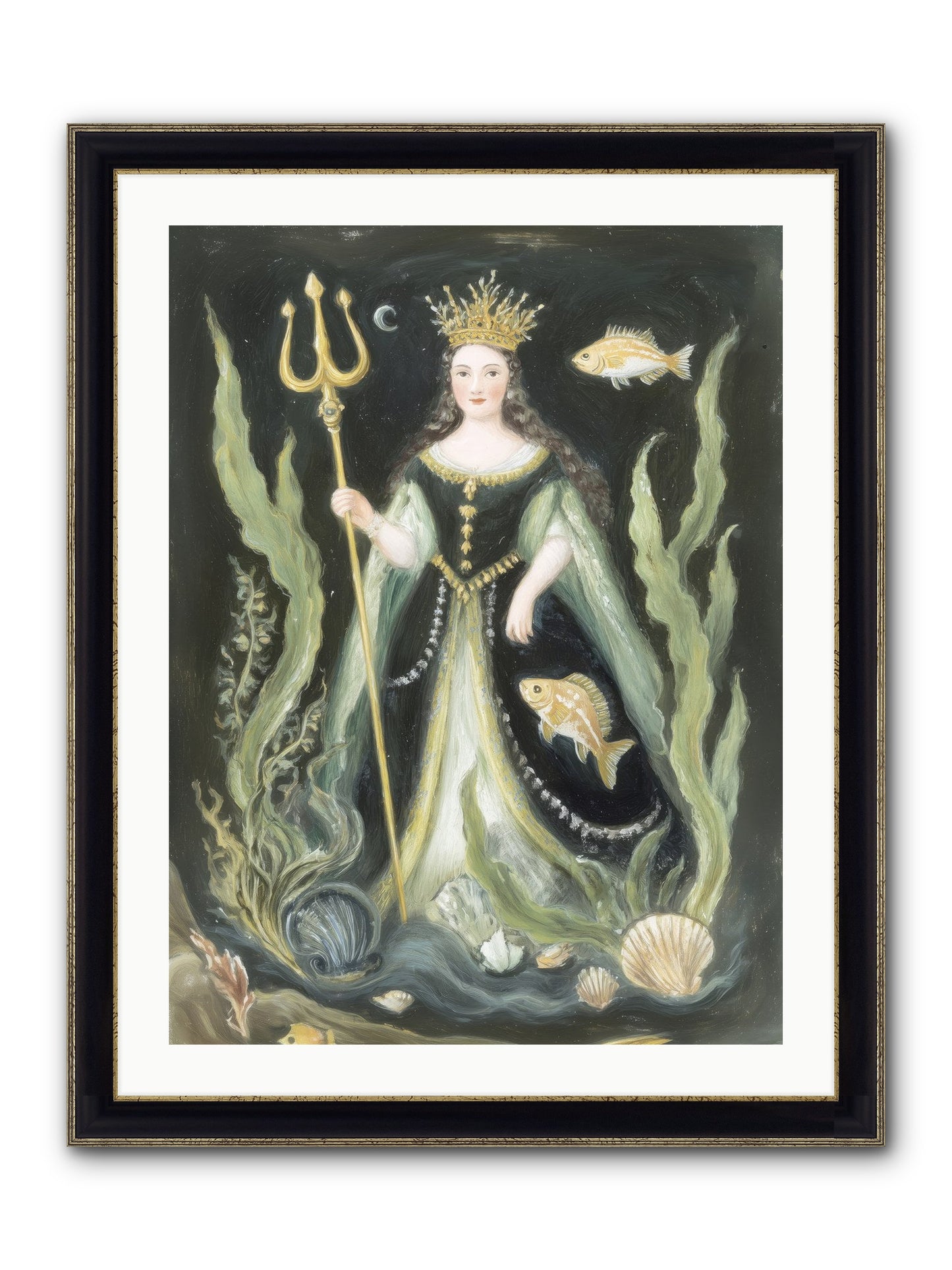 Siren Song Framed Print - Black & Gold 24x32