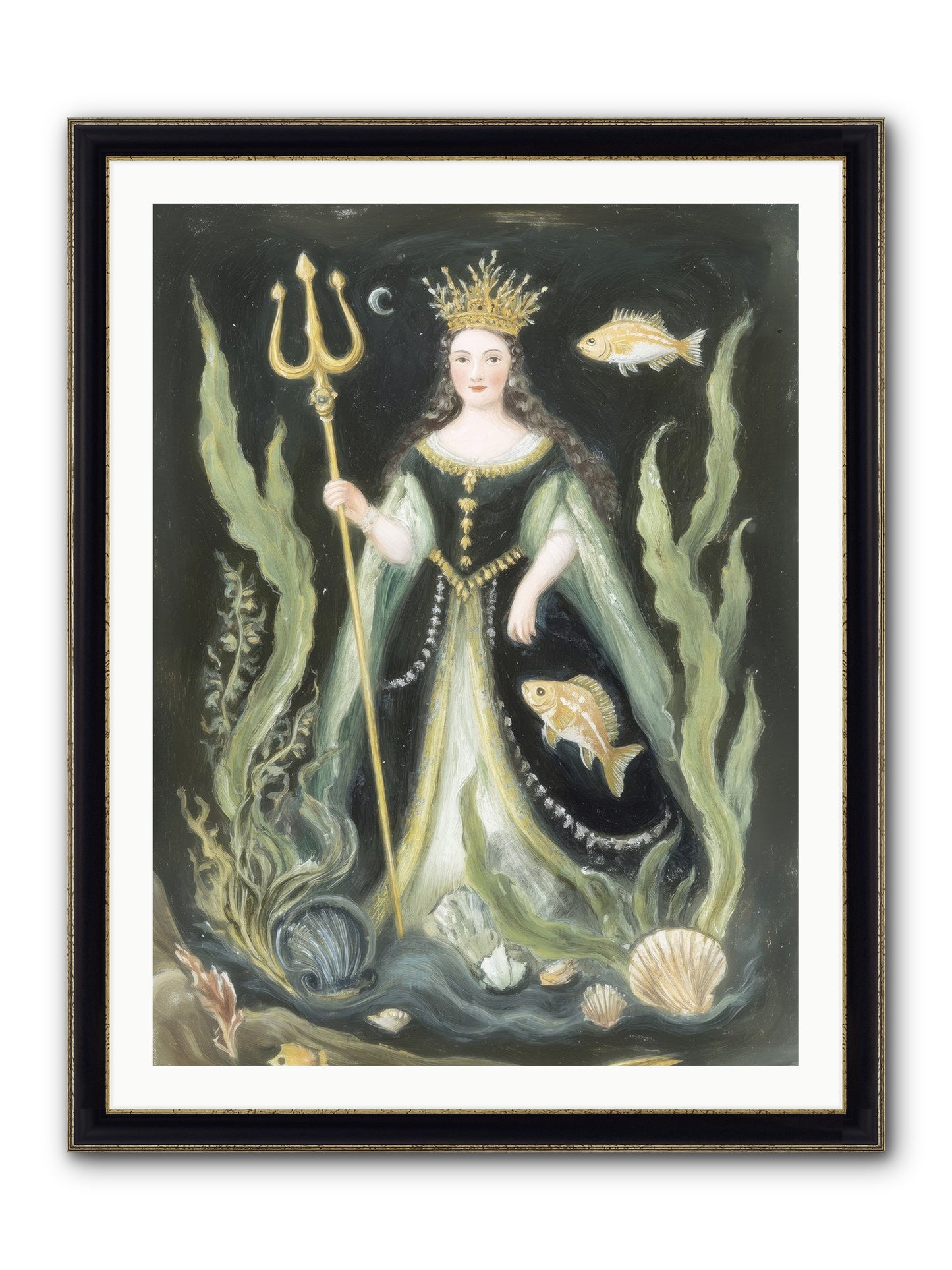 Siren Song Framed Print - Black & Gold 30x40