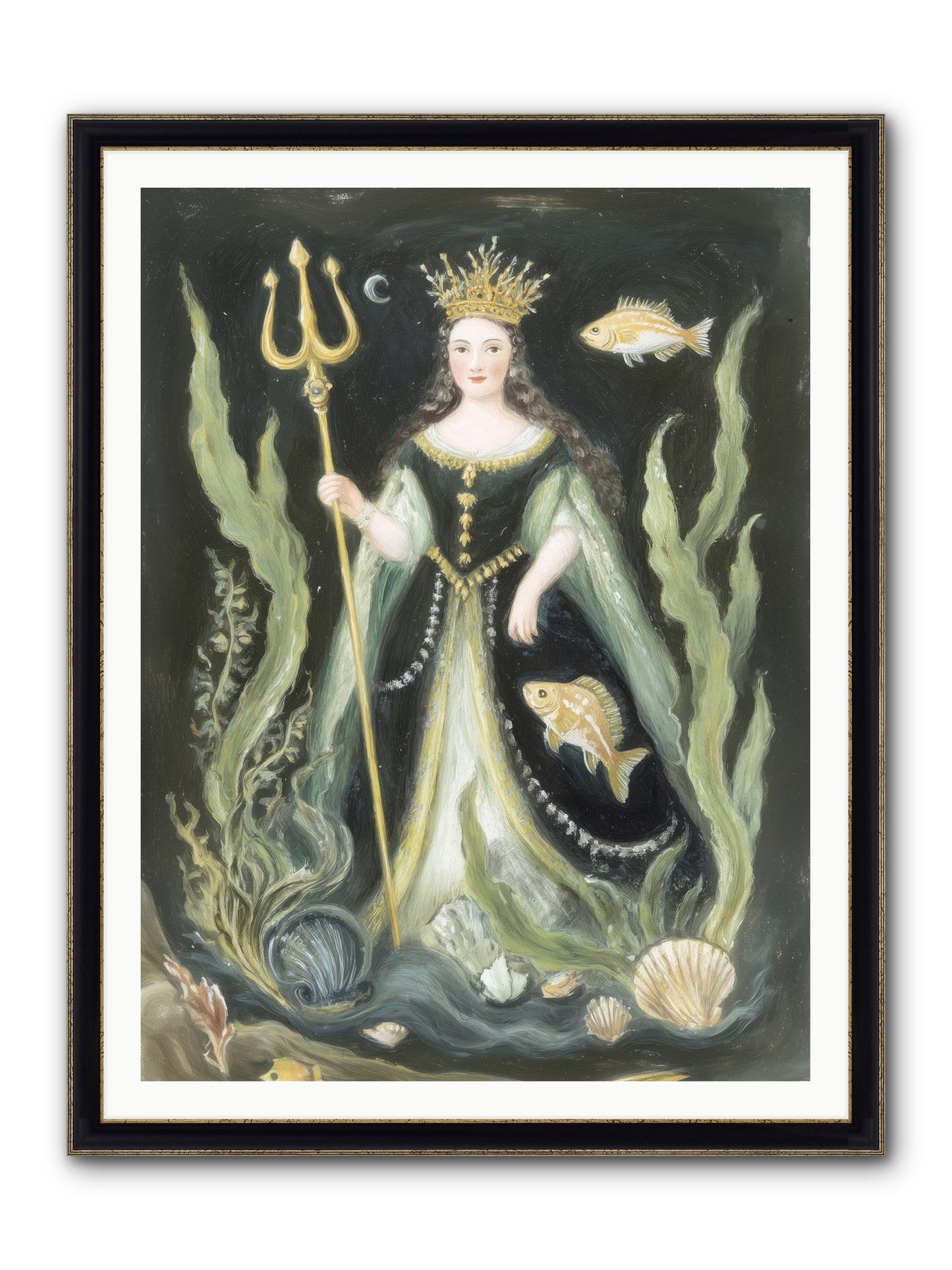 Siren Song Framed Print - Black & Gold 36x48