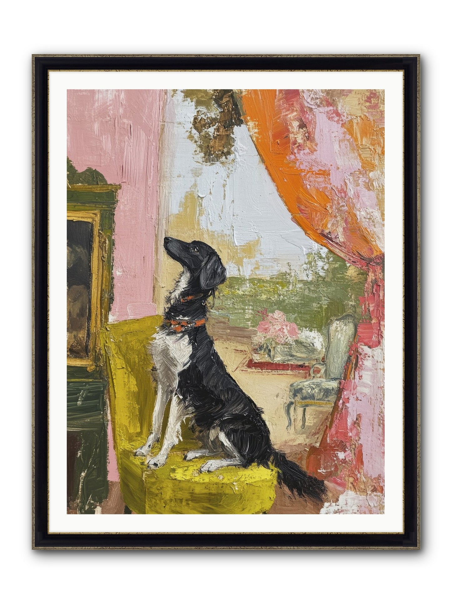 Sitting For Eternity Framed Print - Black & Gold 36x48