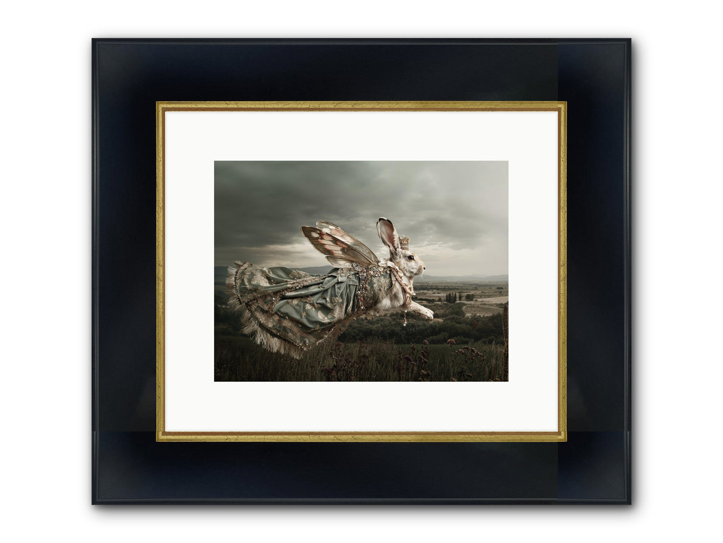 Skywritten Days No.1 Framed Print - Wide Black w/Gold 12x9