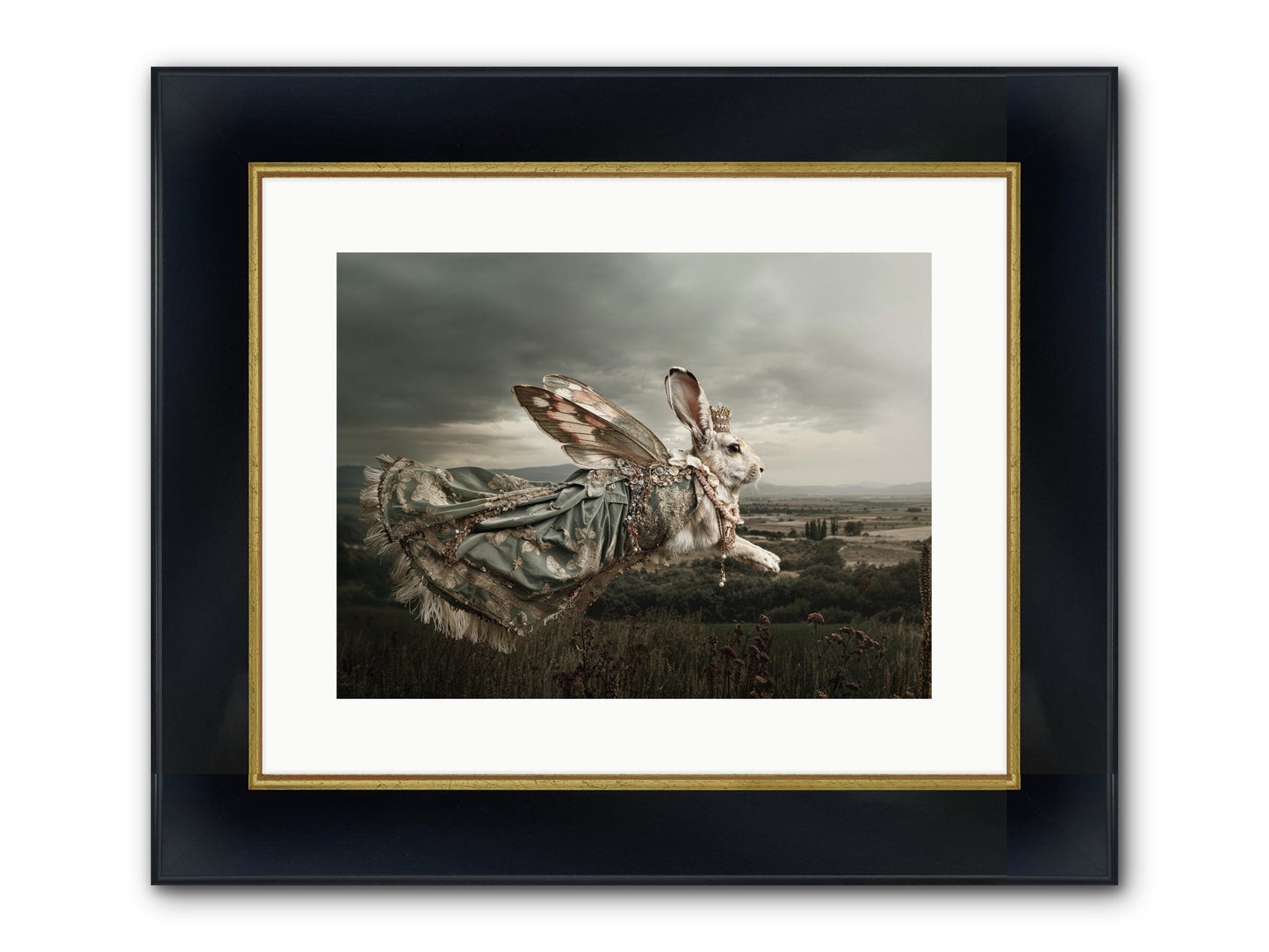 Skywritten Days No.1 Framed Print - Wide Black w/Gold 16x12