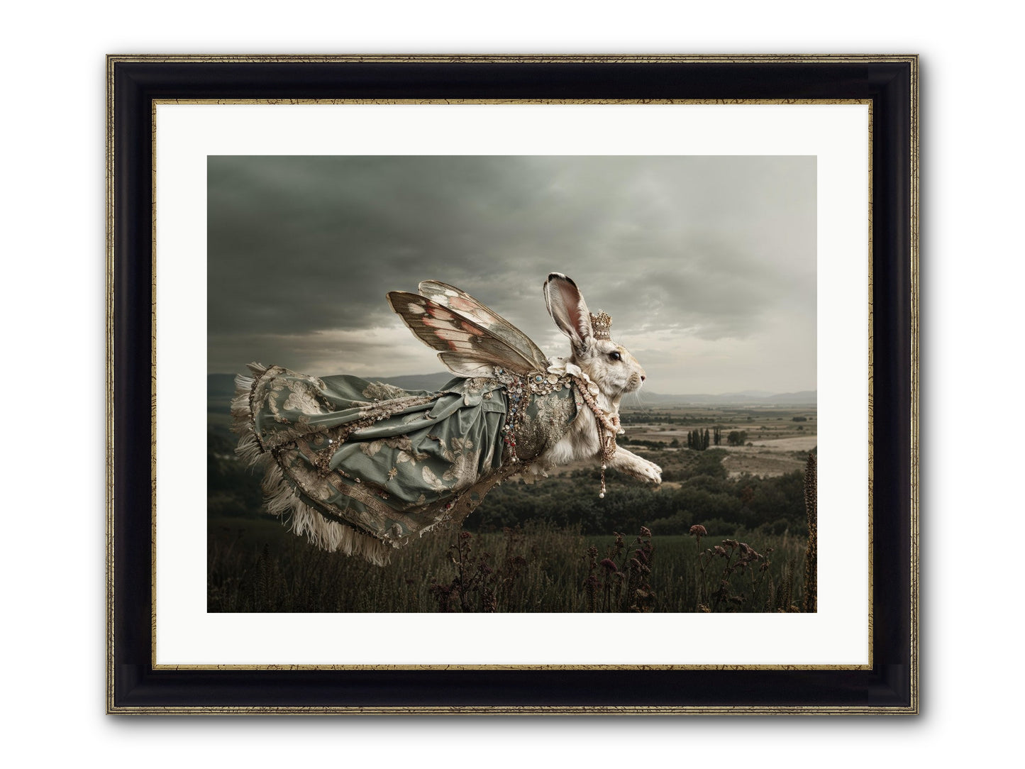 Skywritten Days No.1 Framed Print - Black & Gold 24x18
