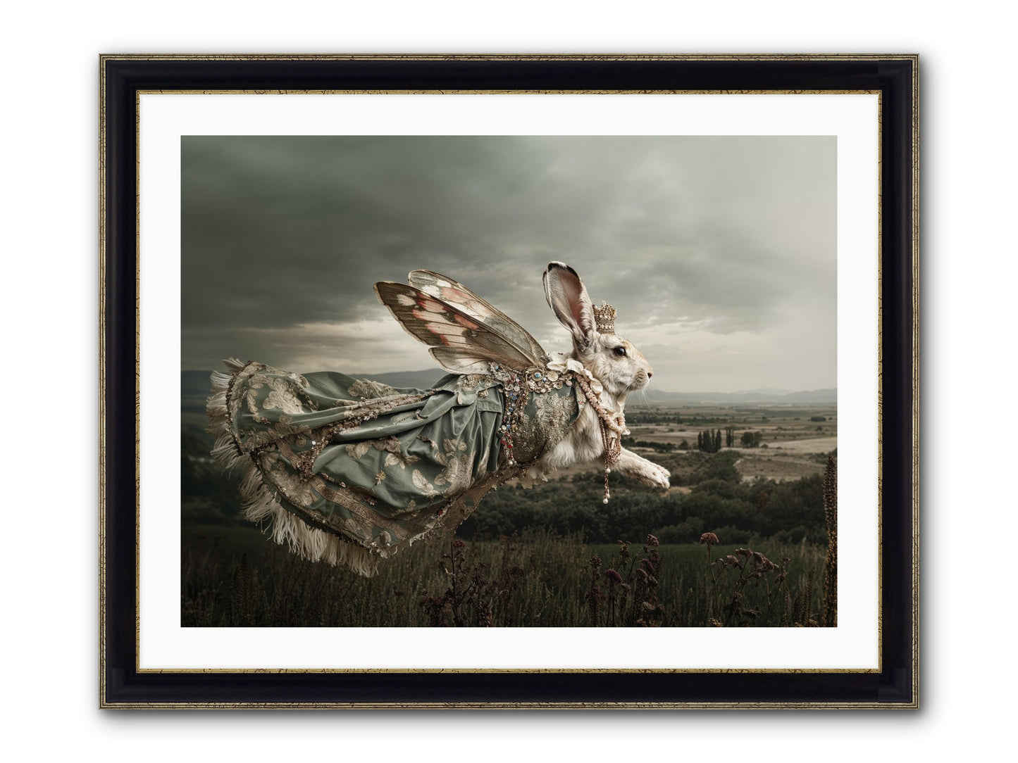 Skywritten Days No.1 Framed Print - Black & Gold 32x24