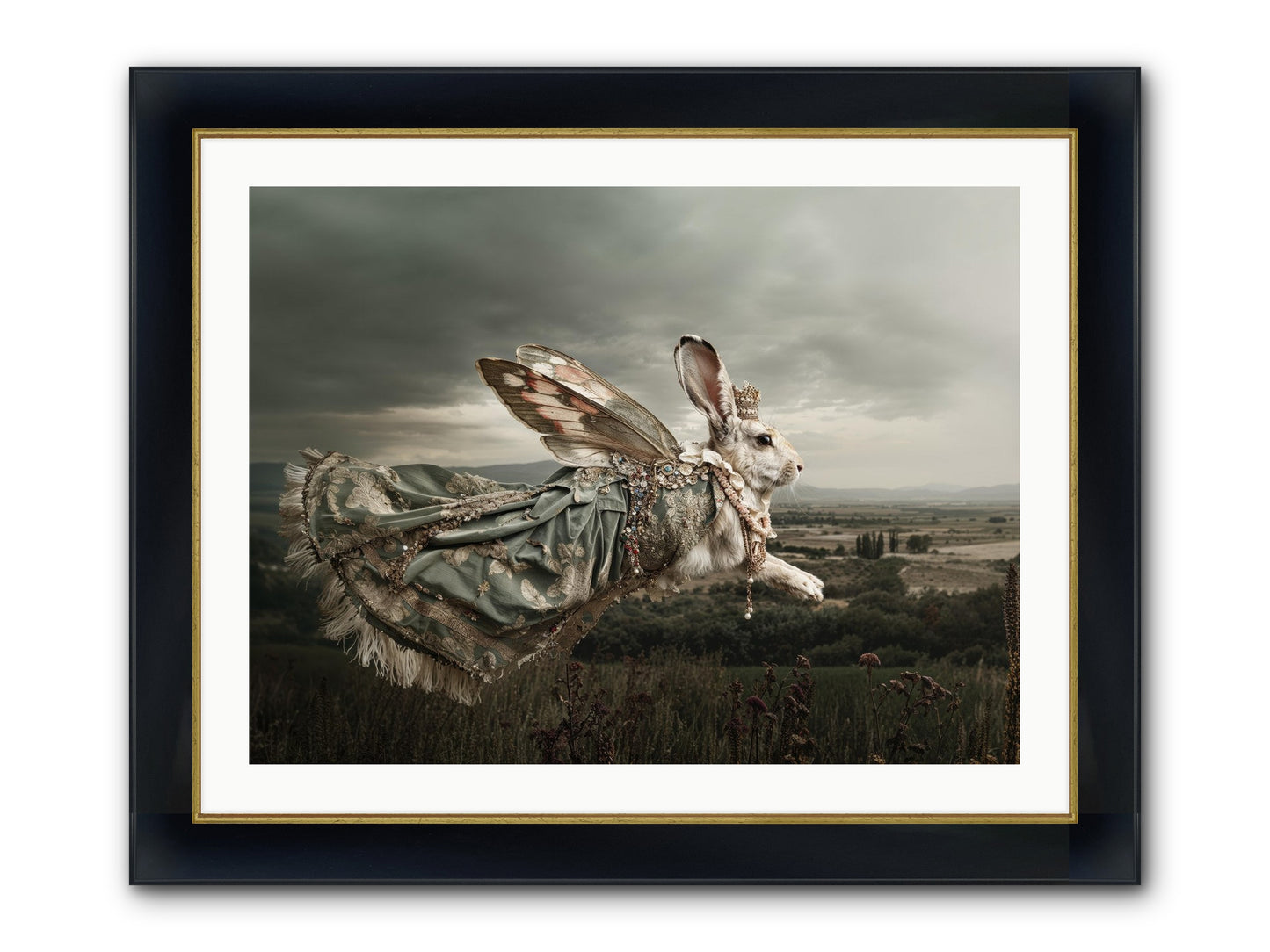Skywritten Days No.1 Framed Print - Wide Black w/Gold 32x24