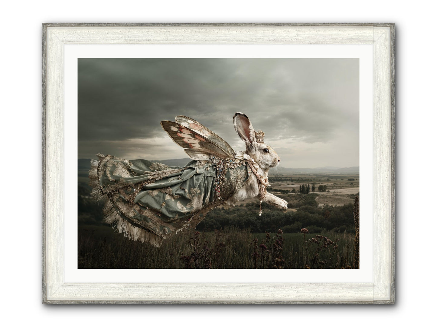Skywritten Days No.1 Framed Print - Driftwood White 40x30