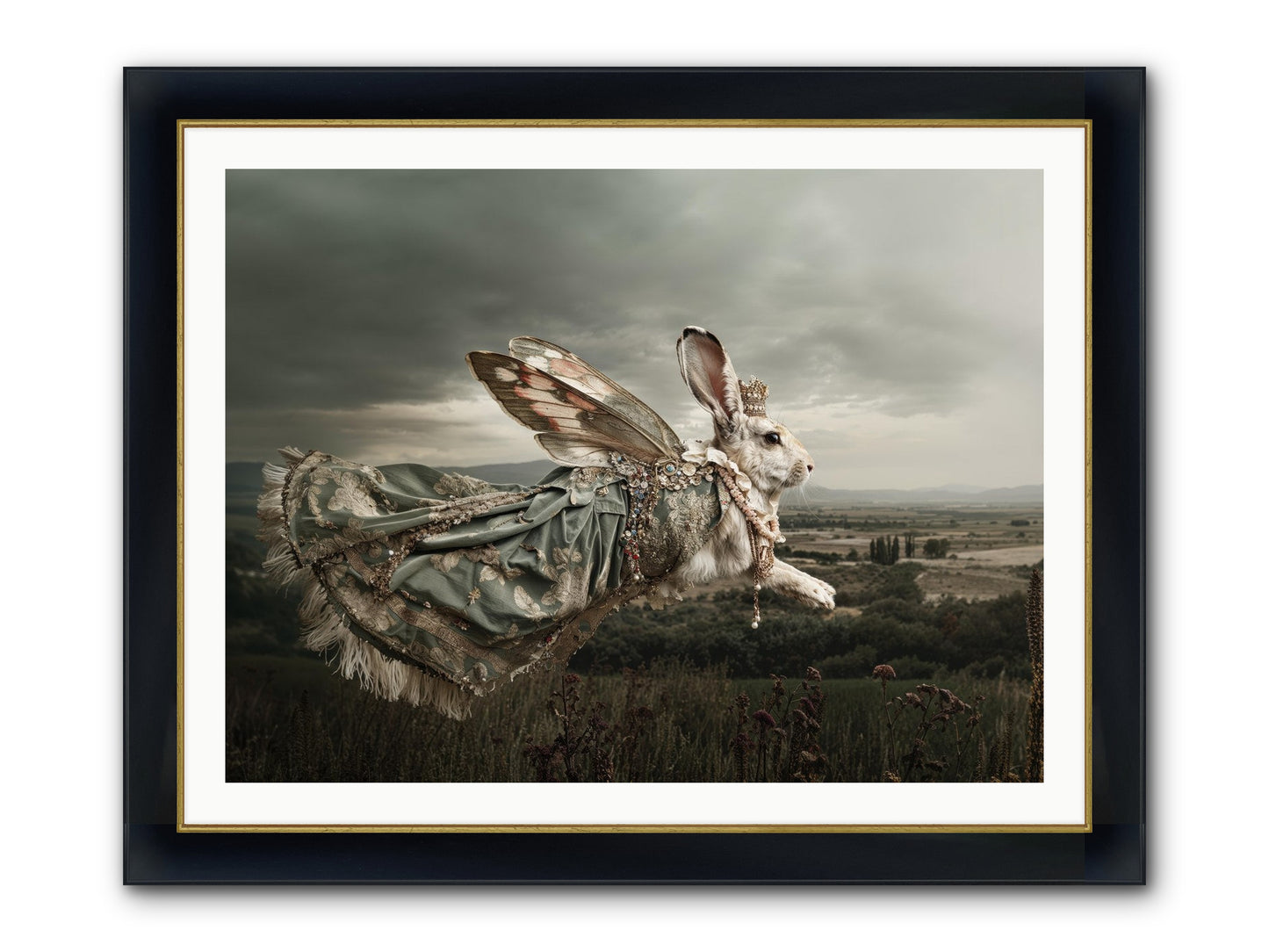 Skywritten Days No.1 Framed Print - Wide Black w/Gold 40x30