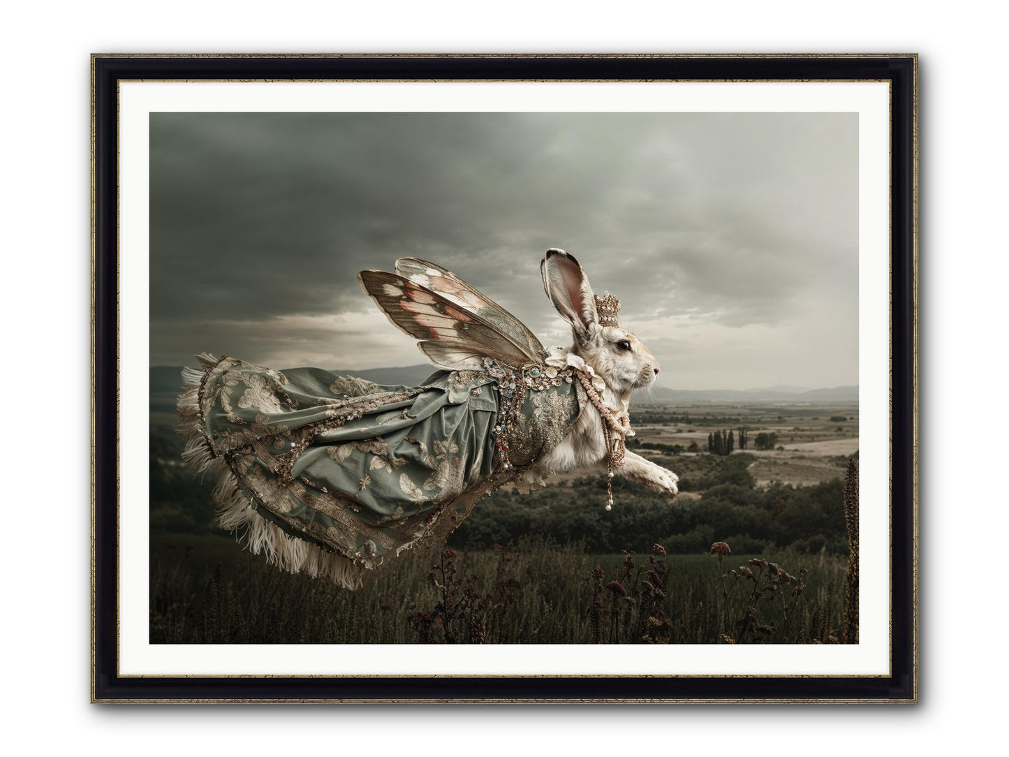 Skywritten Days No.1 Framed Print - Black & Gold 48x36