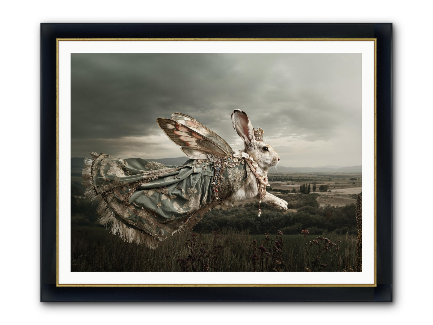 Skywritten Days No.1 Framed Print - Wide Black w/Gold 48x36
