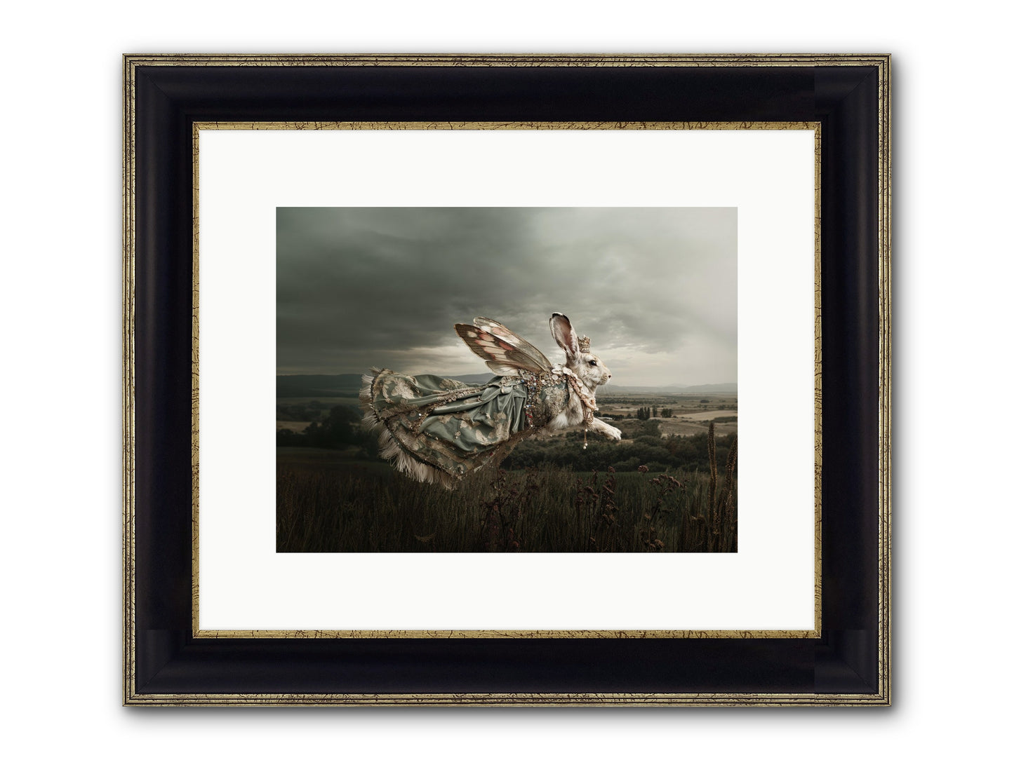 Skywritten Days No.2 Framed Print - Black & Gold 12x9