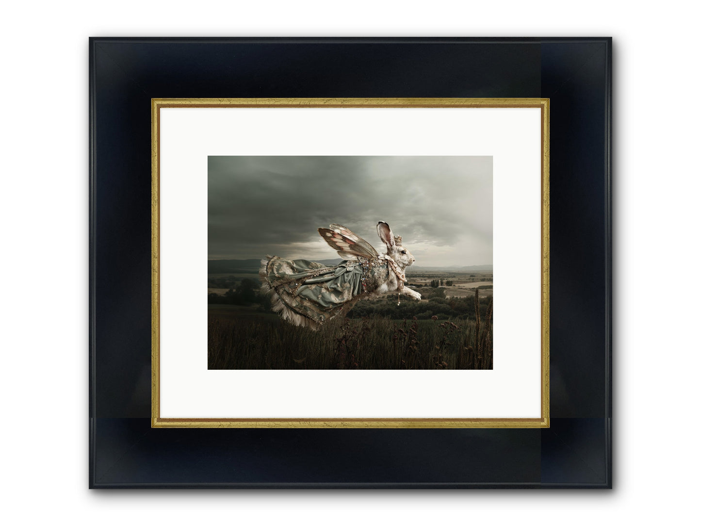 Skywritten Days No.2 Framed Print - Wide Black w/Gold 12x9