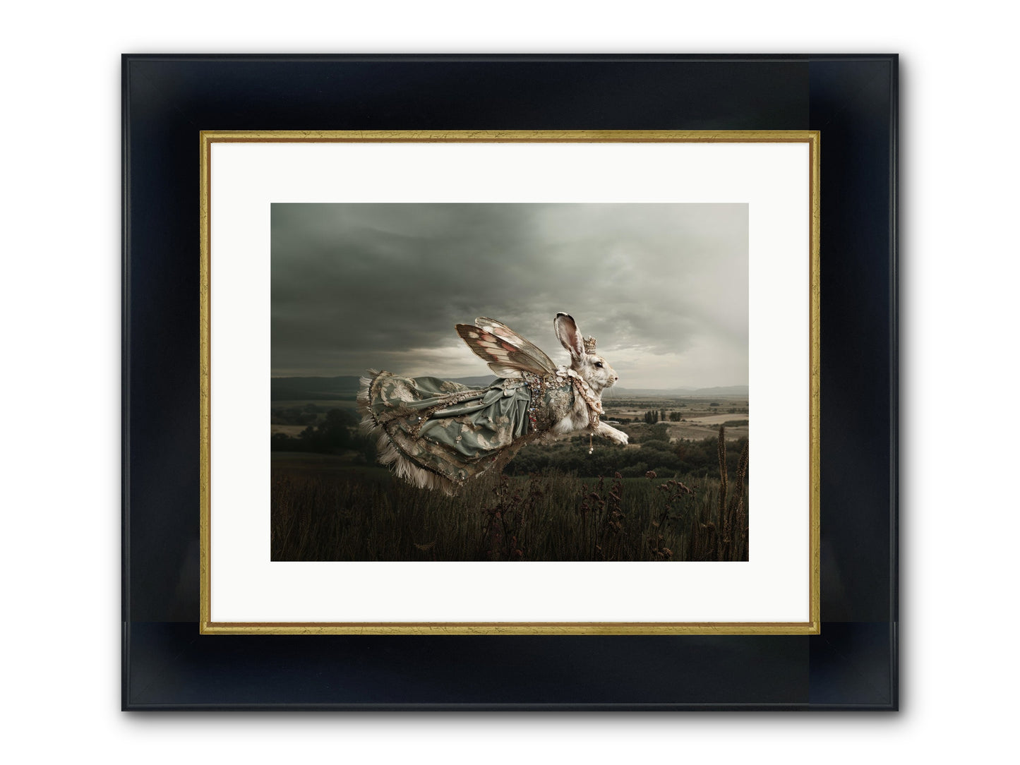 Skywritten Days No.2 Framed Print - Wide Black w/Gold 16x12