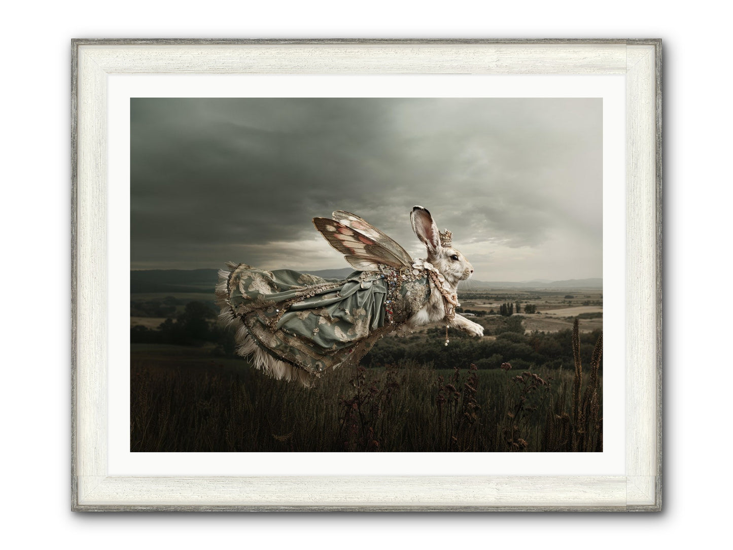 Skywritten Days No.2 Framed Print - Driftwood White 40x30
