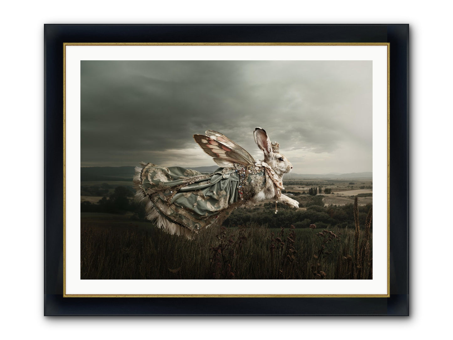 Skywritten Days No.2 Framed Print - Wide Black w/Gold 40x30