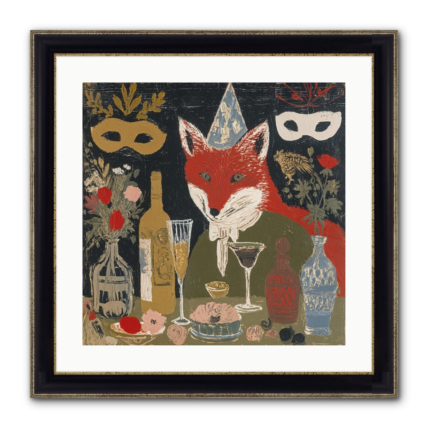 Small Joys Framed Print - Black & Gold 20x20