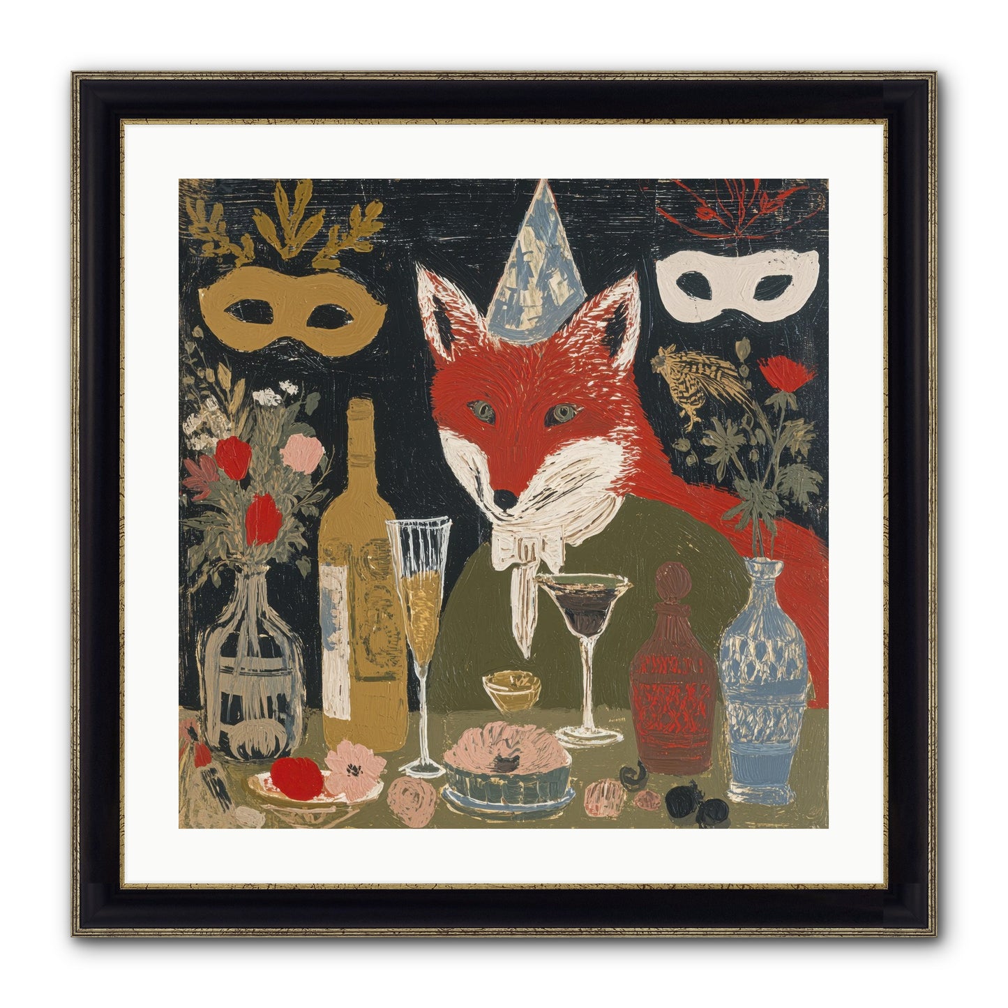 Small Joys Framed Print - Black & Gold 24x24