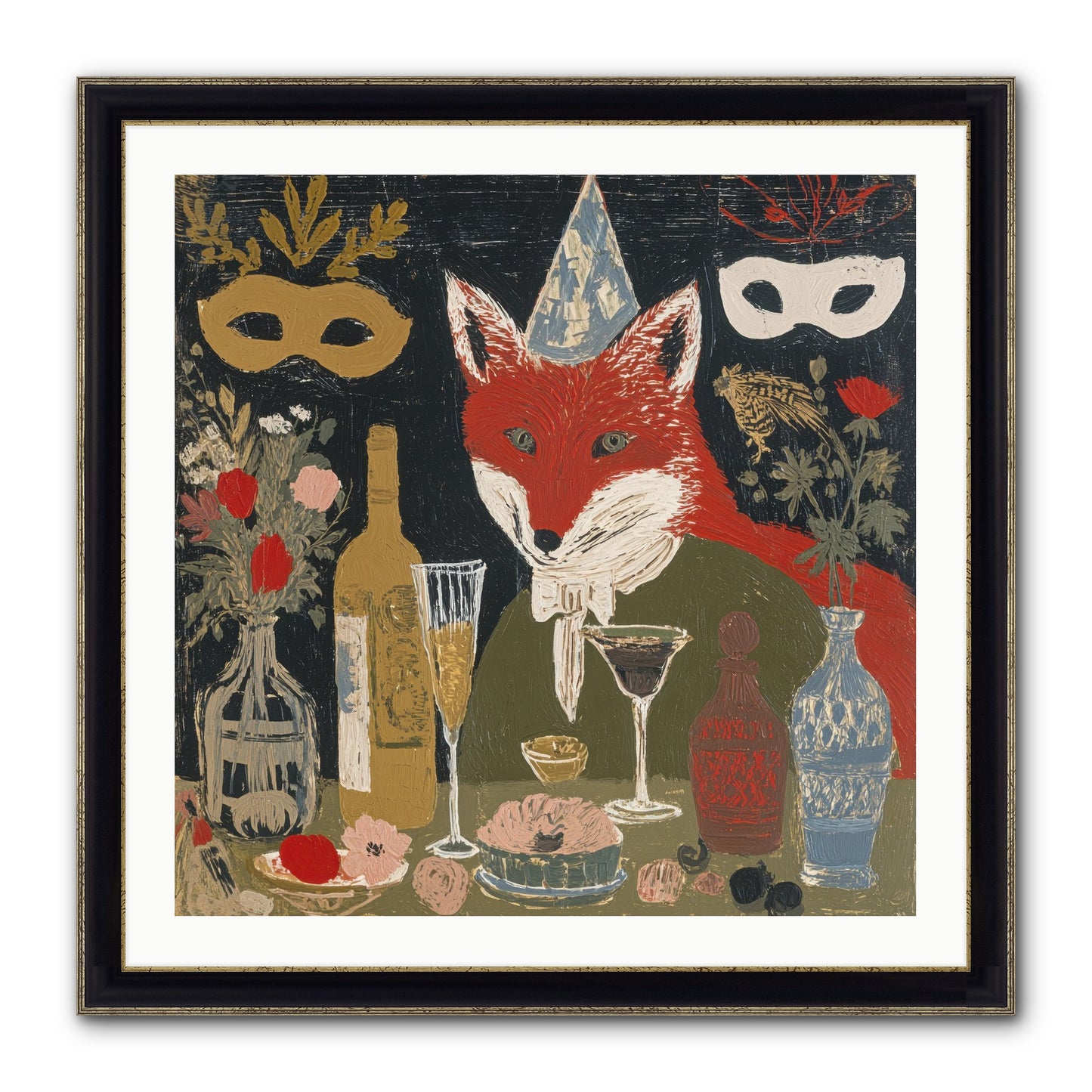 Small Joys Framed Print - Black & Gold 30x30