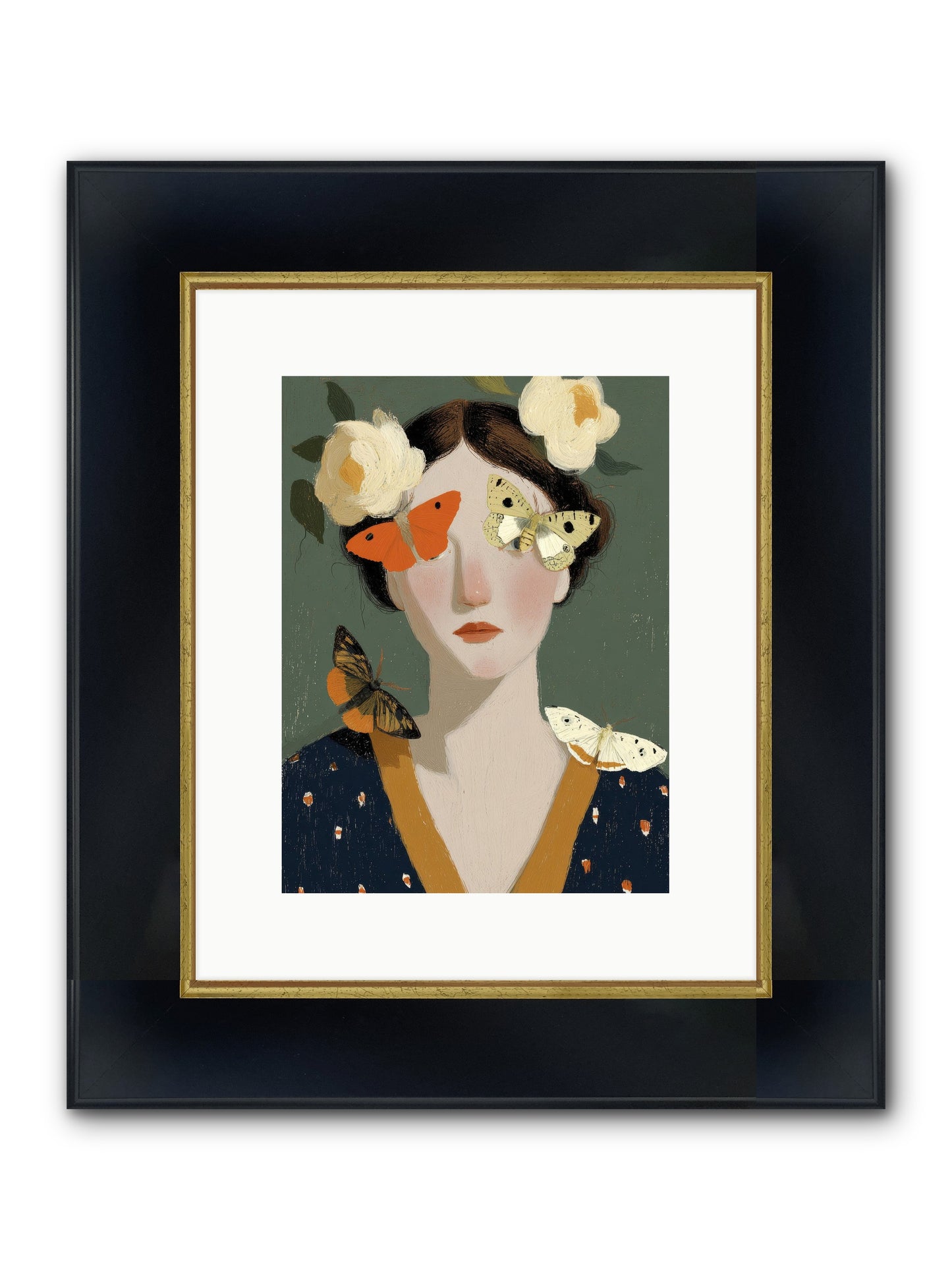 Small Migrations Framed Print - Wide Black w/Gold 9x12