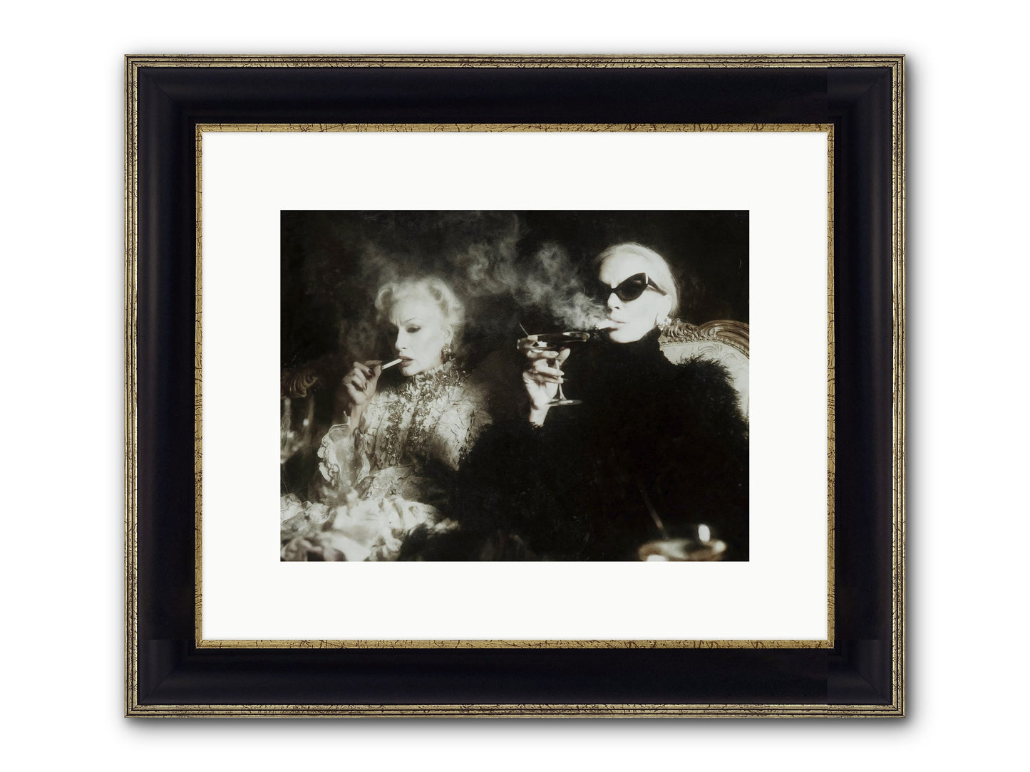 Smoke and Sequins Framed Print - Black & Gold 12x9