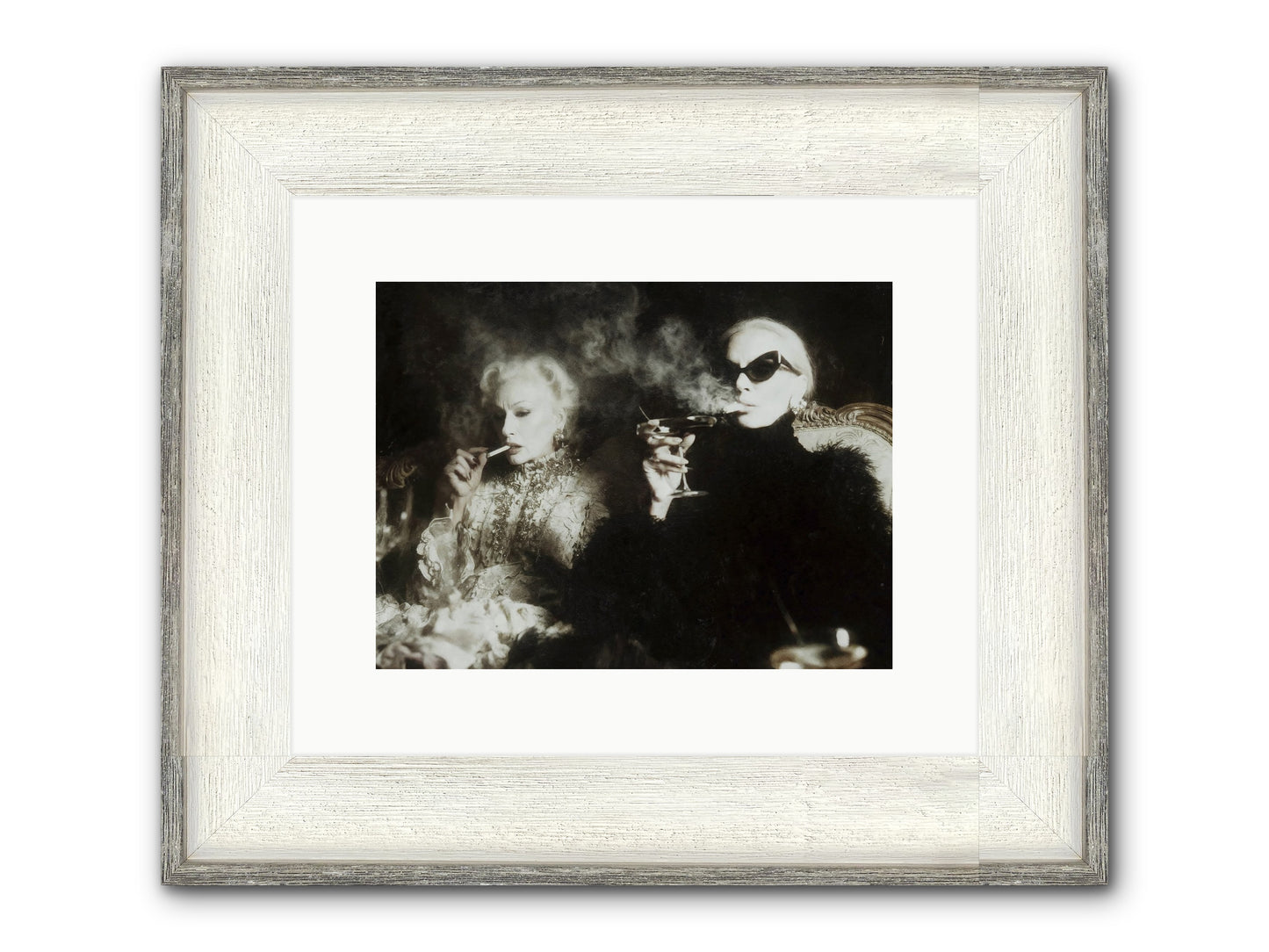Smoke and Sequins Framed Print - Driftwood White 12x9