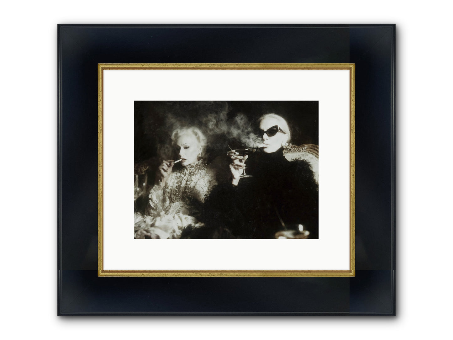 Smoke and Sequins Framed Print - Wide Black w/Gold 12x9