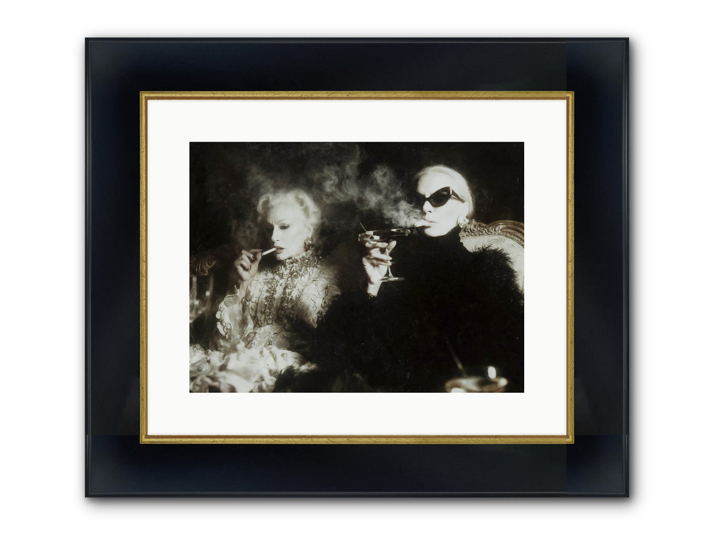 Smoke and Sequins Framed Print - Wide Black w/Gold 16x12