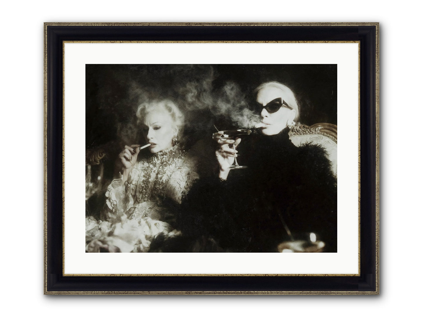 Smoke and Sequins Framed Print - Black & Gold 24x18