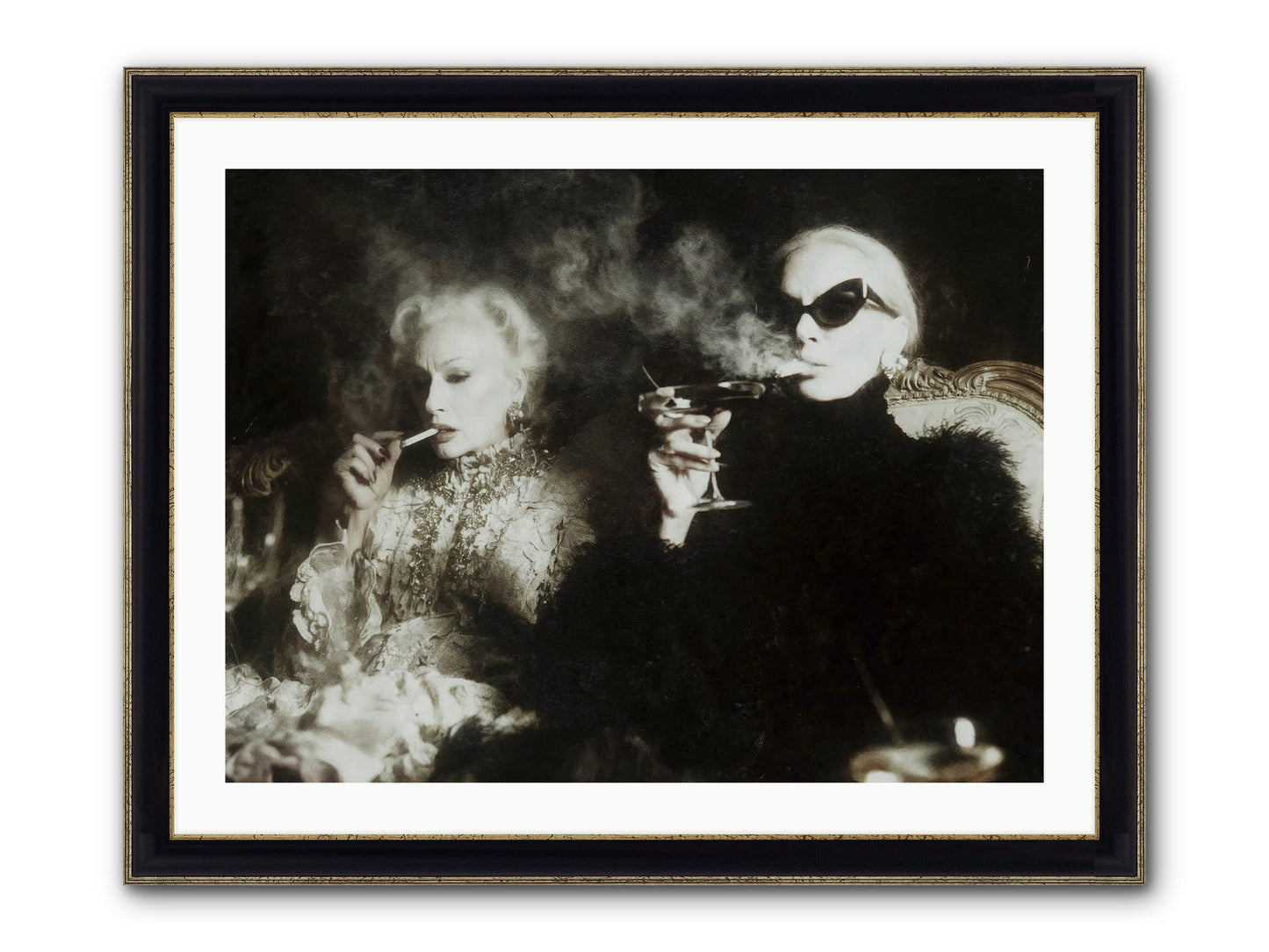 Smoke and Sequins Framed Print - Black & Gold 32x24