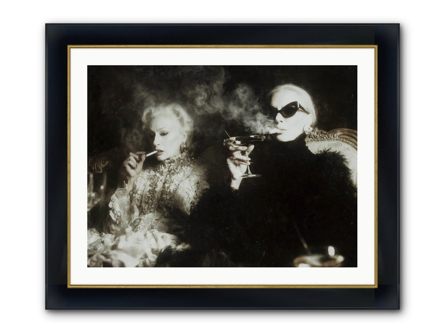 Smoke and Sequins Framed Print - Wide Black w/Gold 32x24