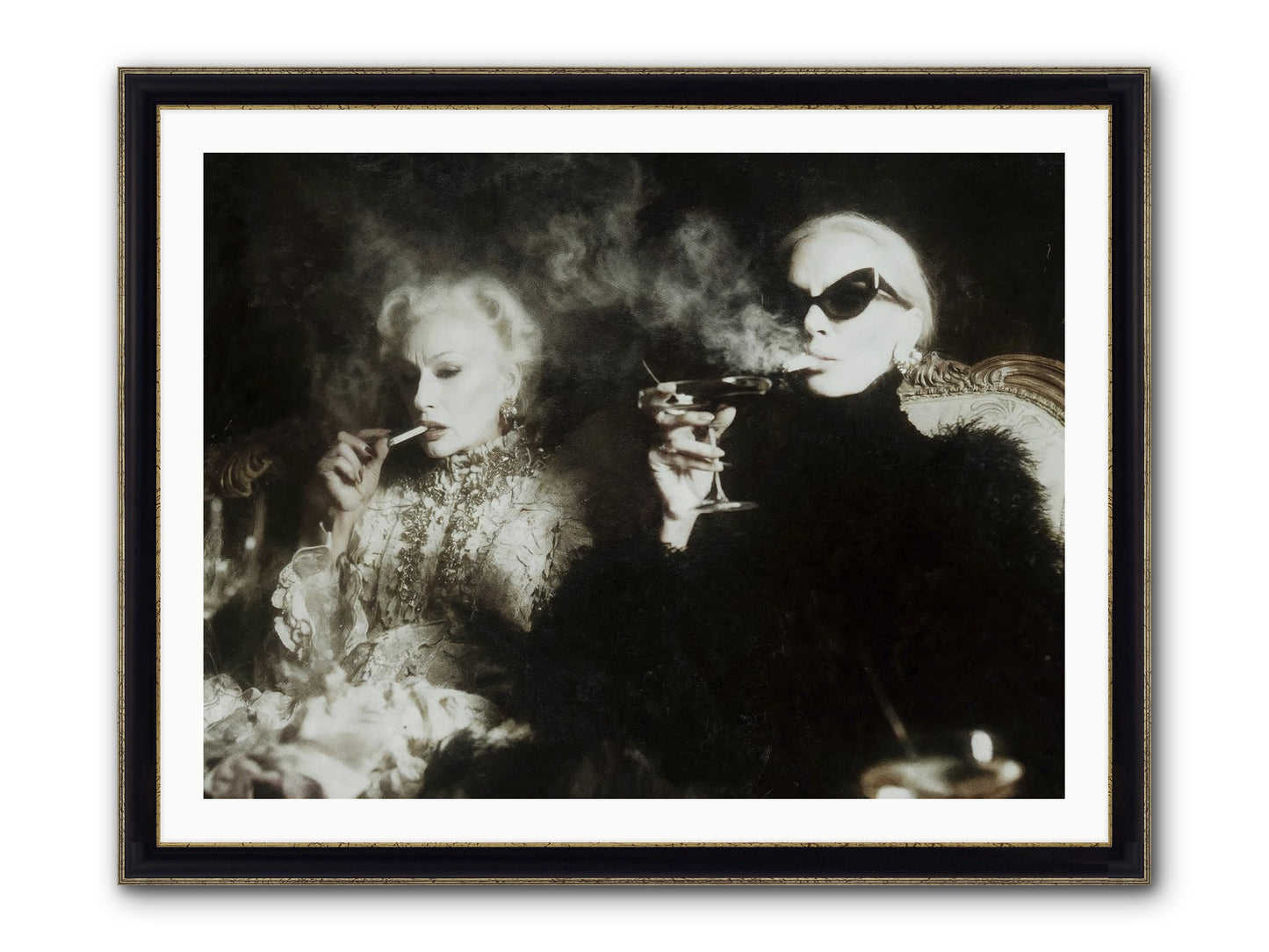 Smoke and Sequins Framed Print - Black & Gold 40x30