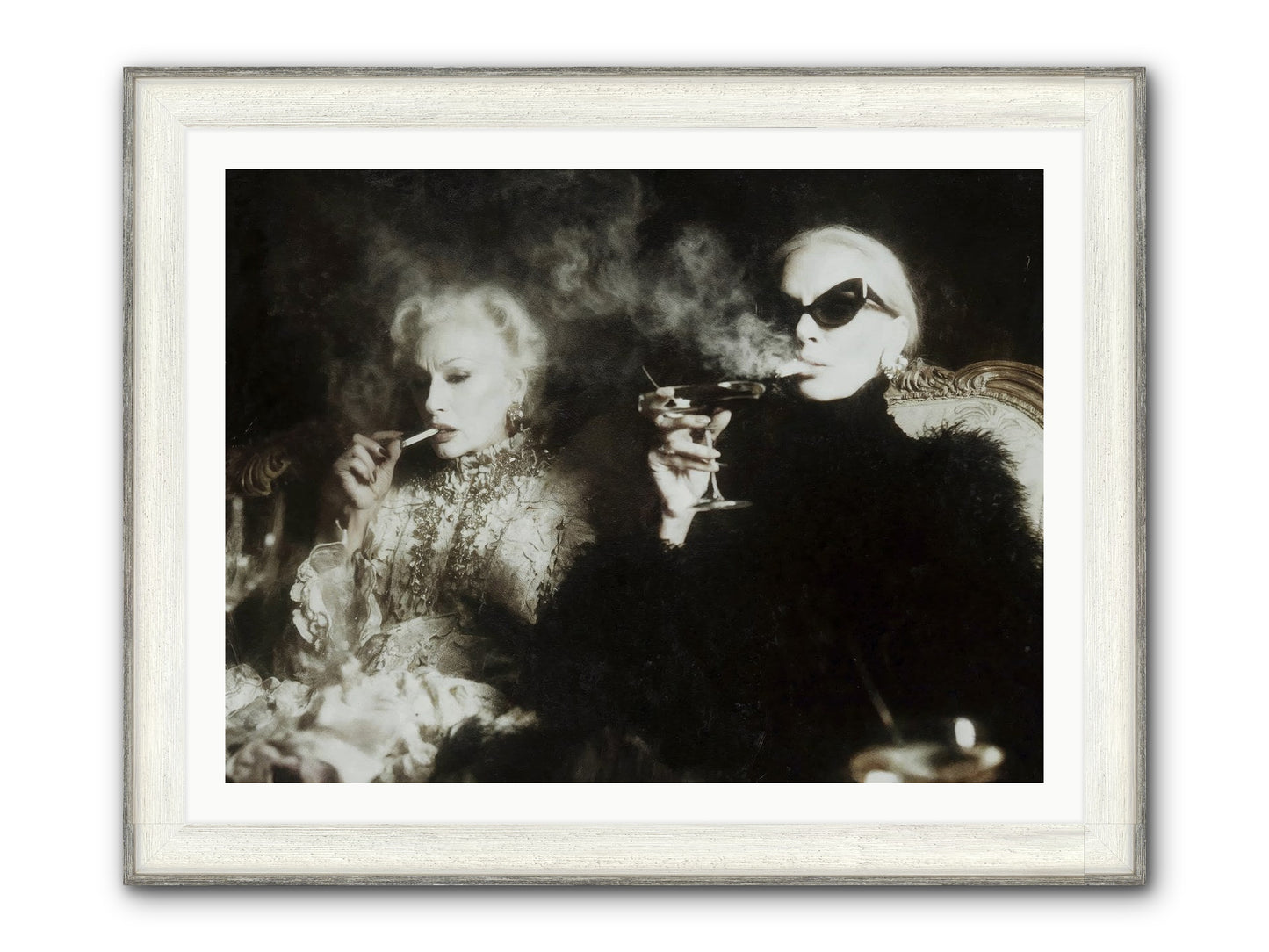 Smoke and Sequins Framed Print - Driftwood White 40x30