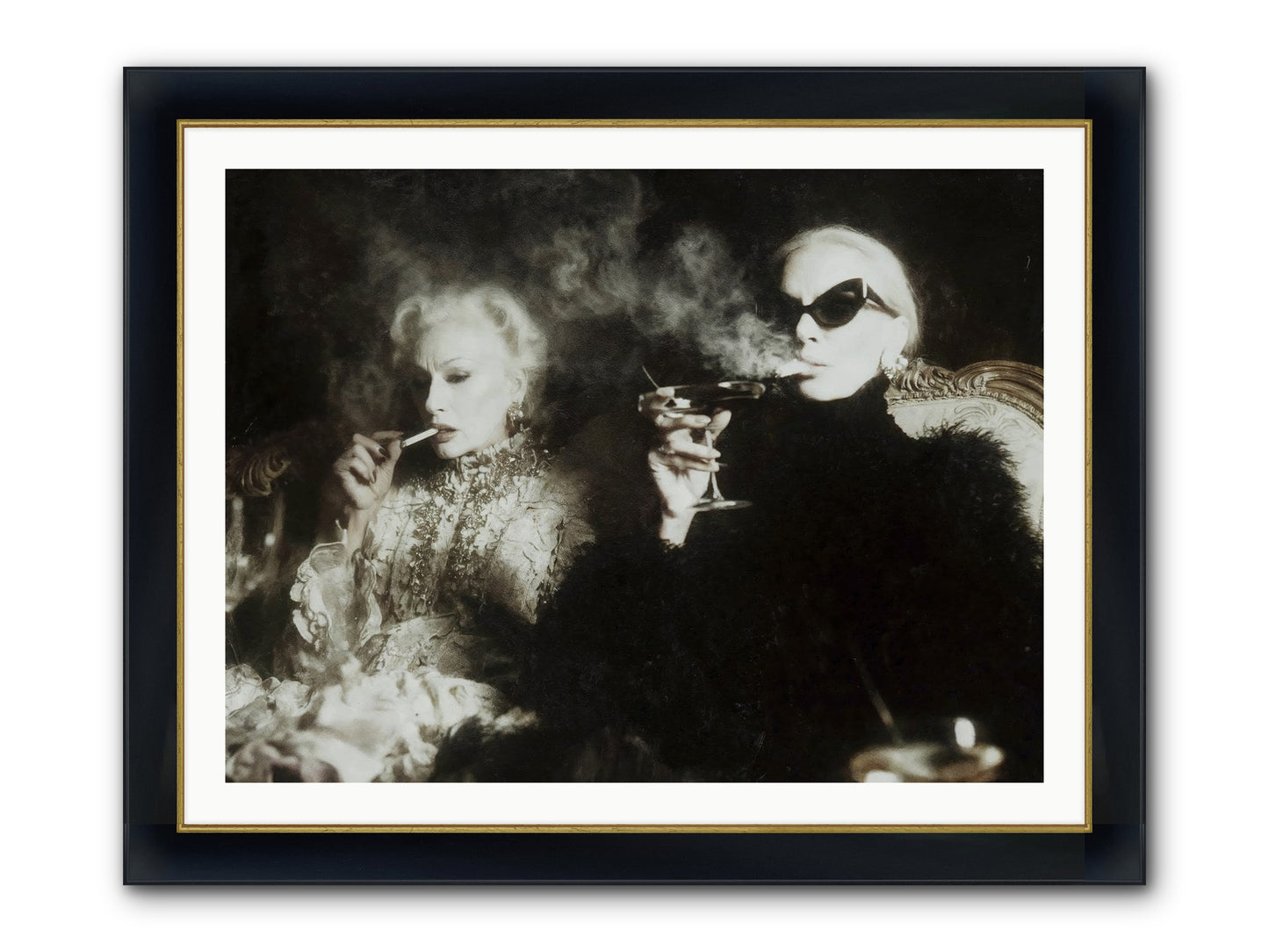 Smoke and Sequins Framed Print - Wide Black w/Gold 40x30