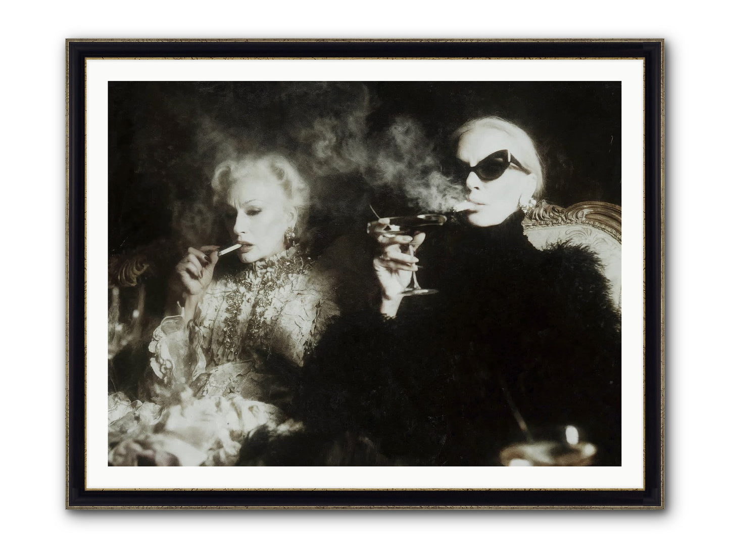 Smoke and Sequins Framed Print - Black & Gold 48x36