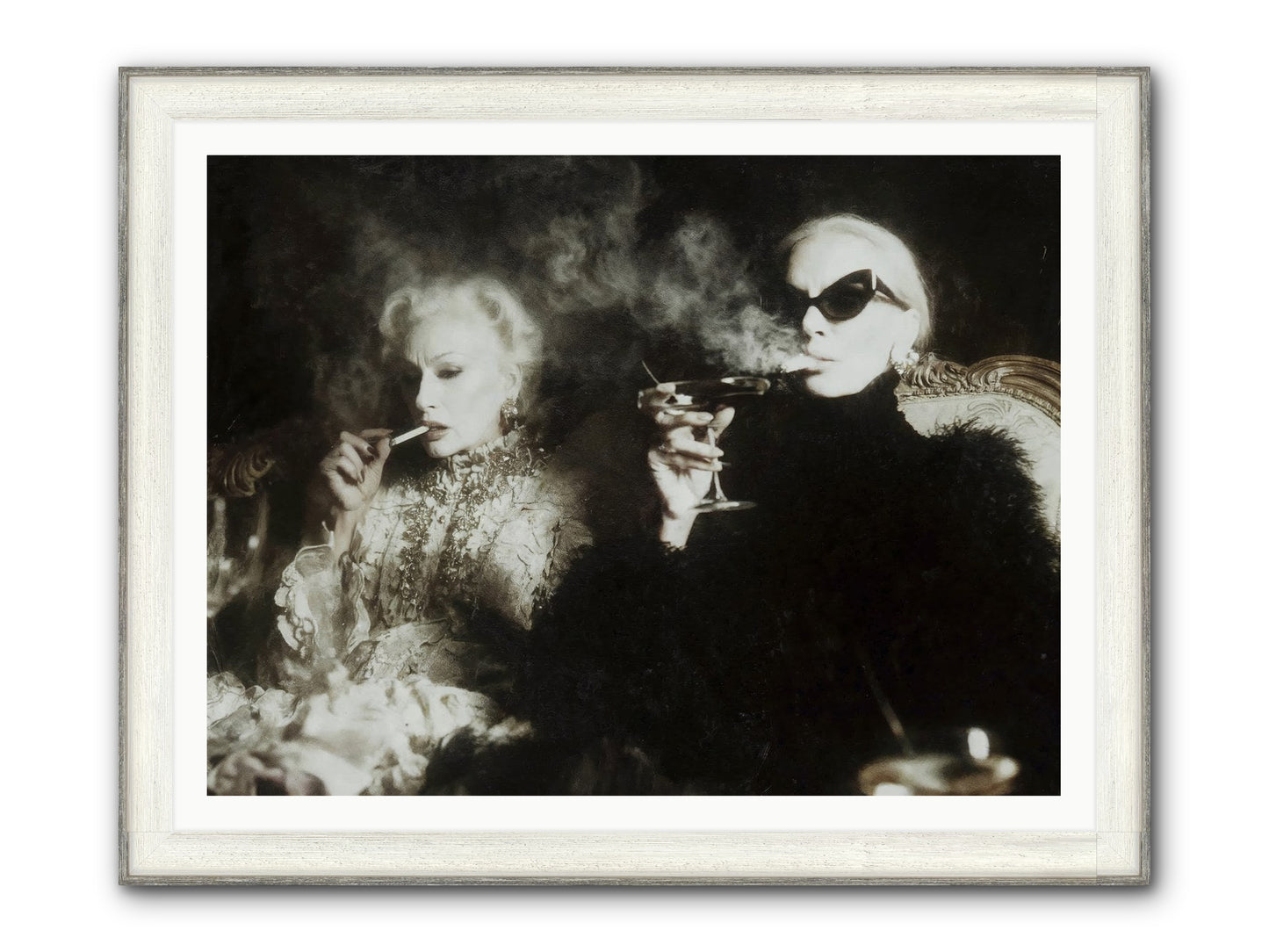 Smoke and Sequins Framed Print - Driftwood White 48x36