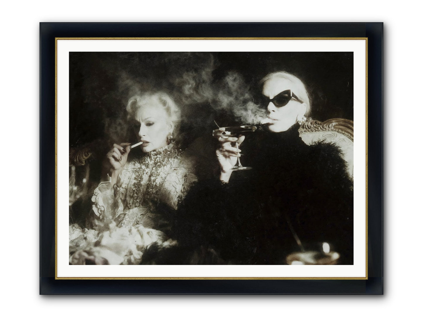 Smoke and Sequins Framed Print - Wide Black w/Gold 48x36