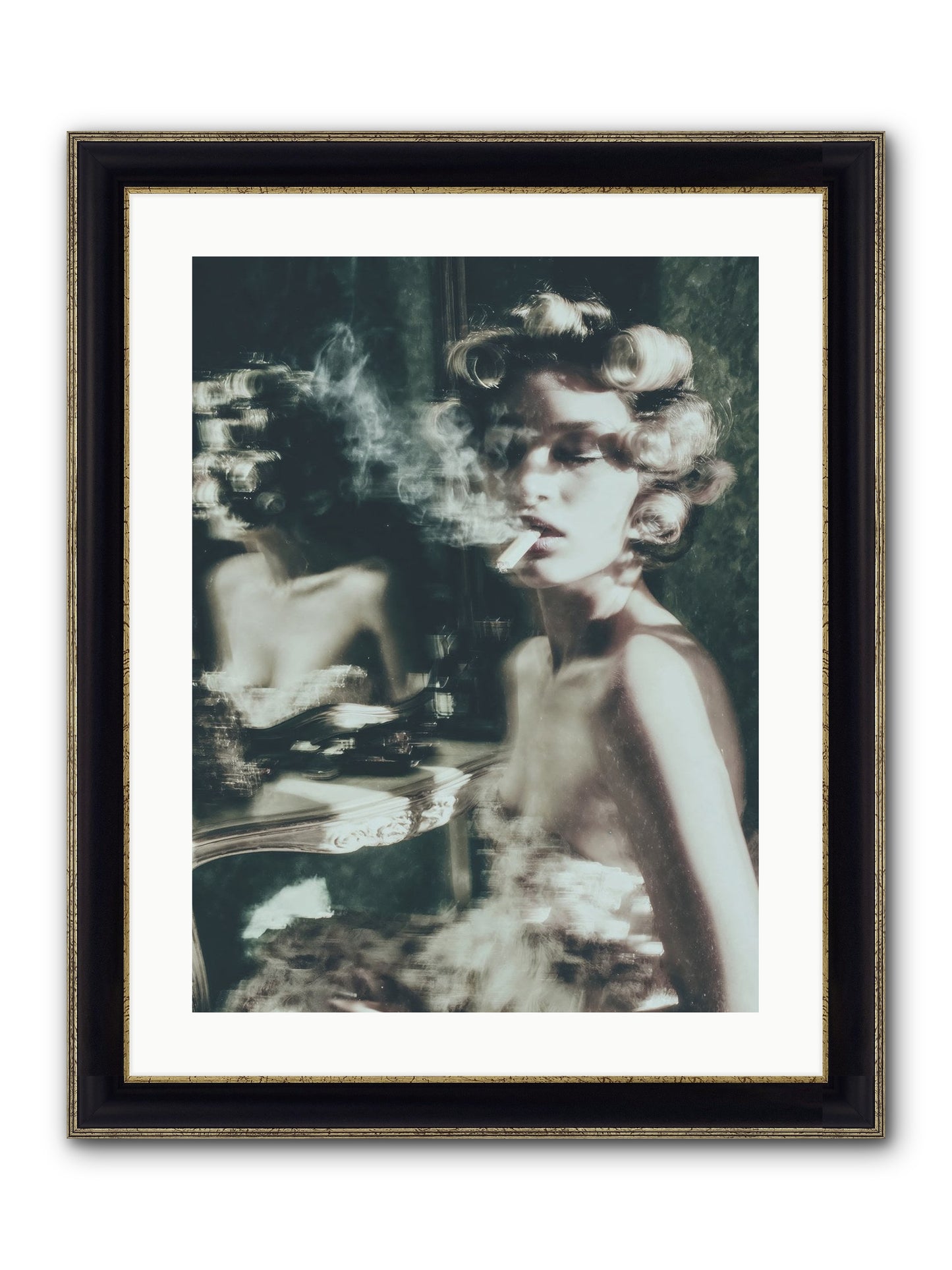 Smoke Rings and Patience Framed Print - Black & Gold 18x24