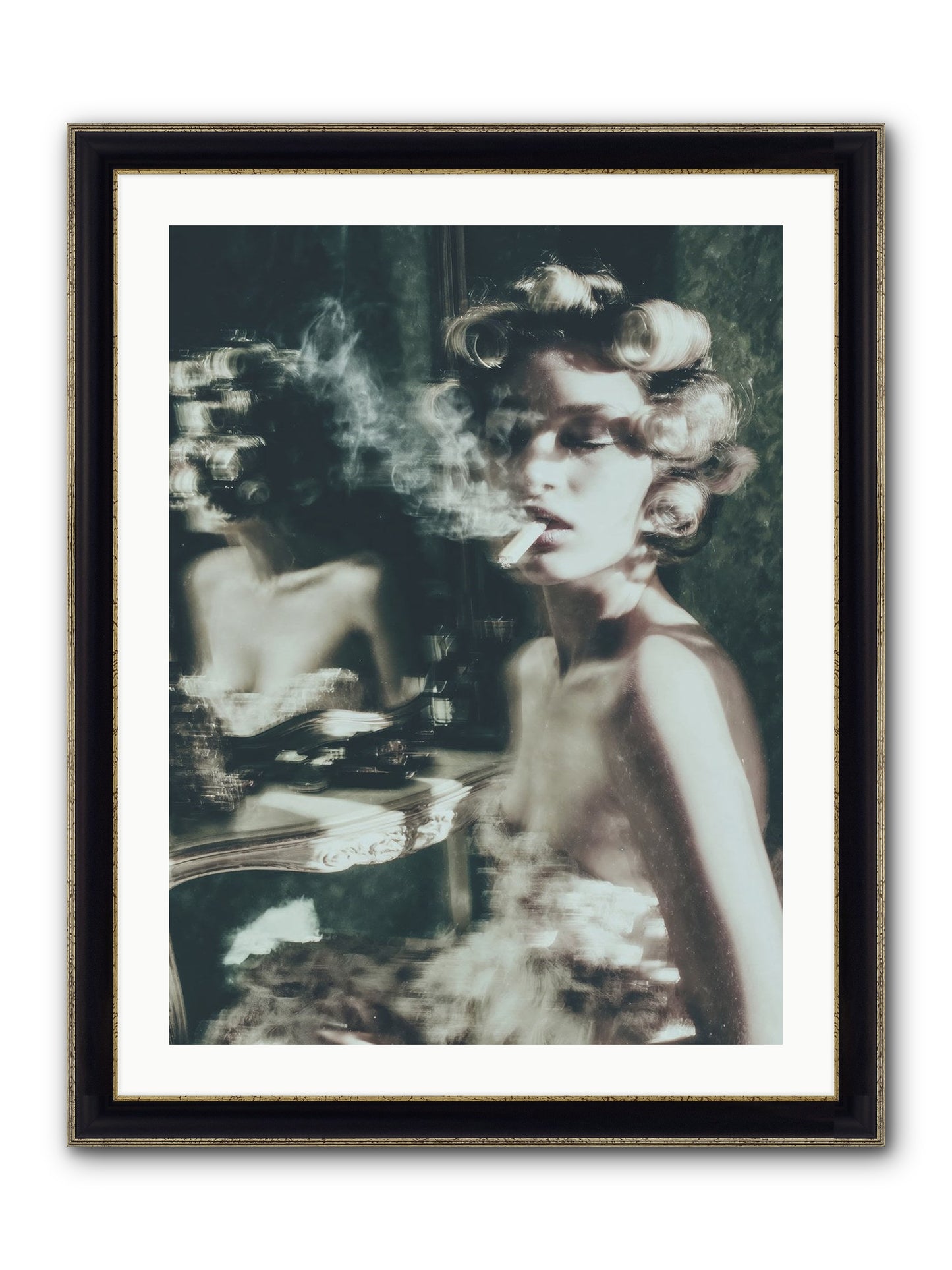 Smoke Rings and Patience Framed Print - Black & Gold 24x32