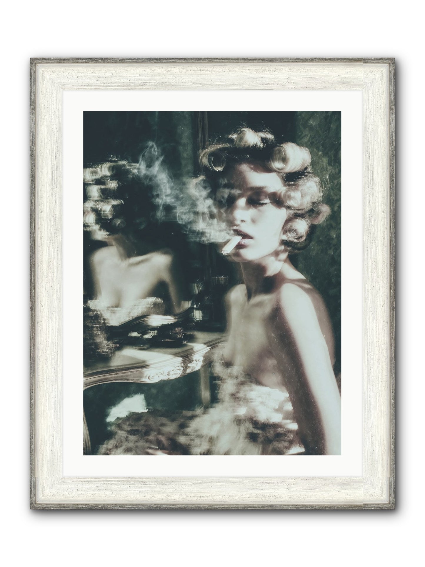Smoke Rings and Patience Framed Print - Driftwood White 24x32