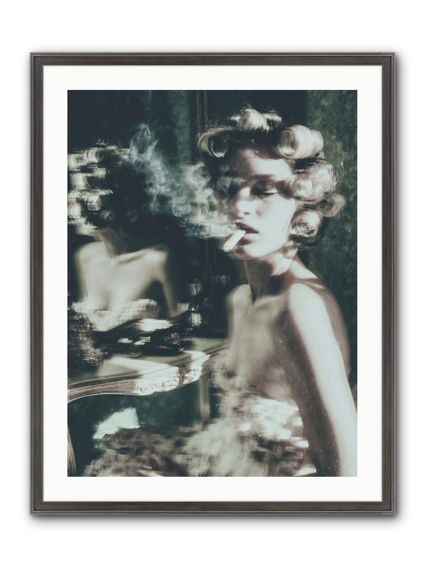 Smoke Rings and Patience Framed Print - Slimwoods Black/Silver 24x32