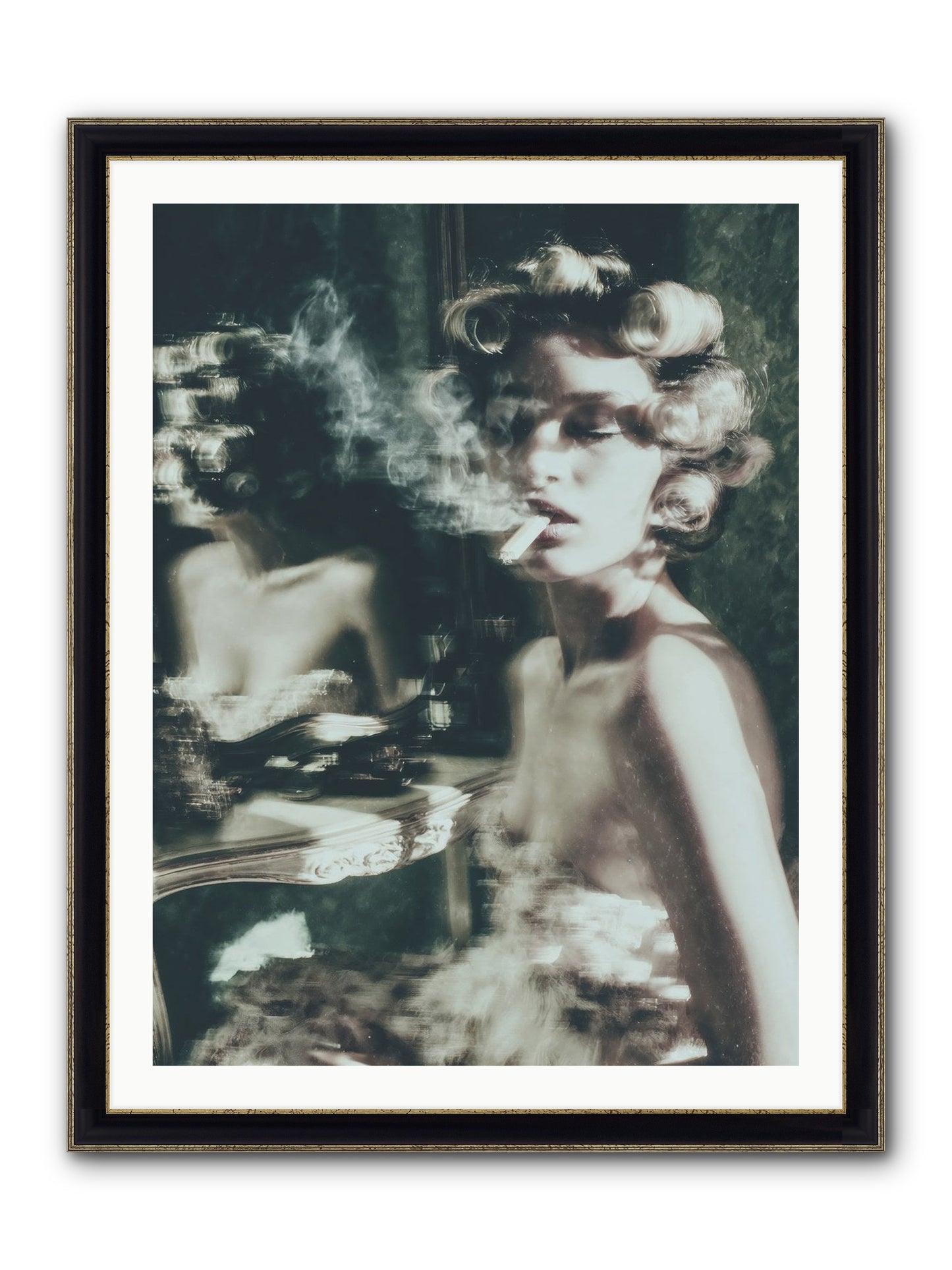 Smoke Rings and Patience Framed Print - Black & Gold 30x40