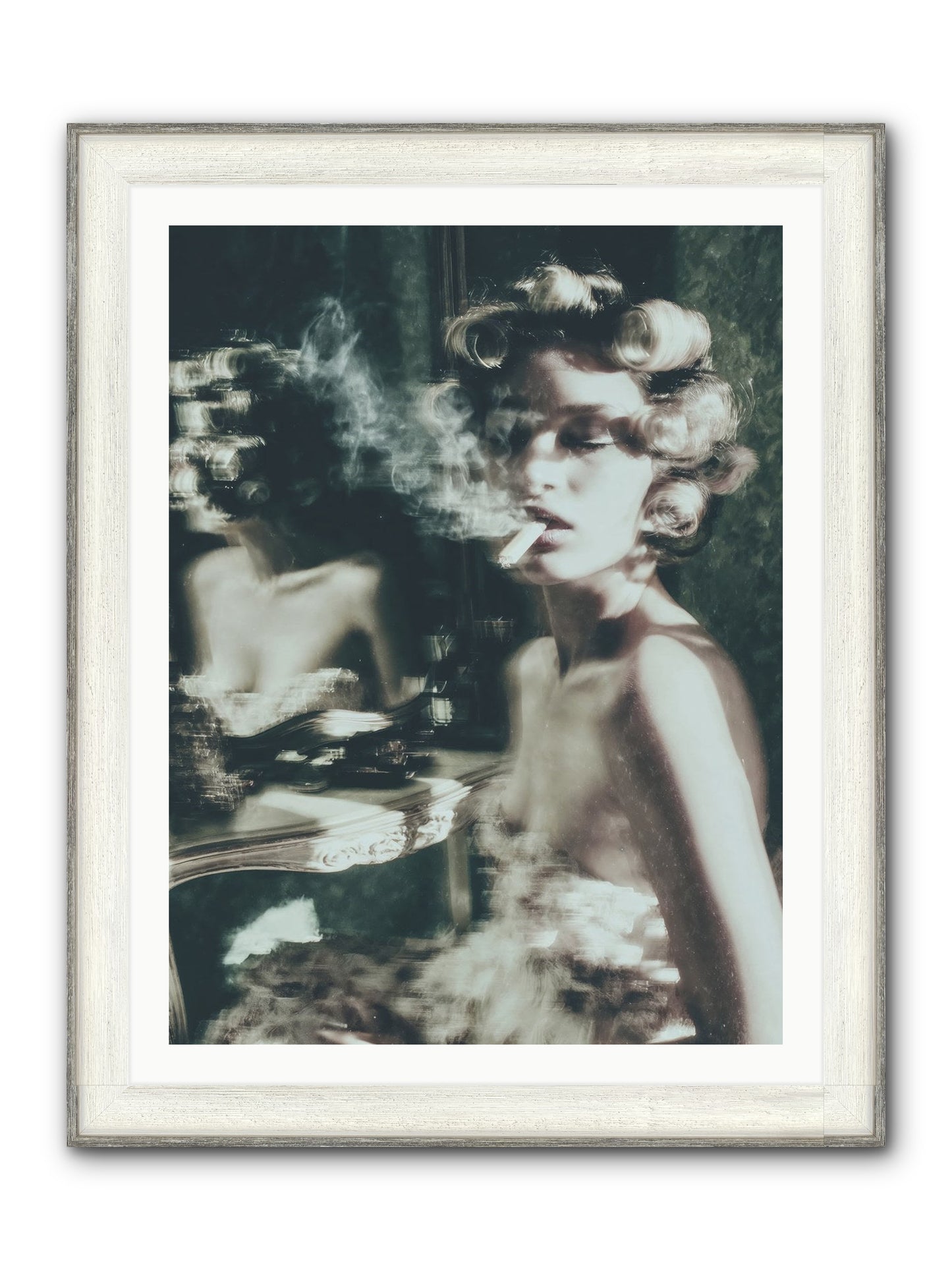 Smoke Rings and Patience Framed Print - Driftwood White 30x40