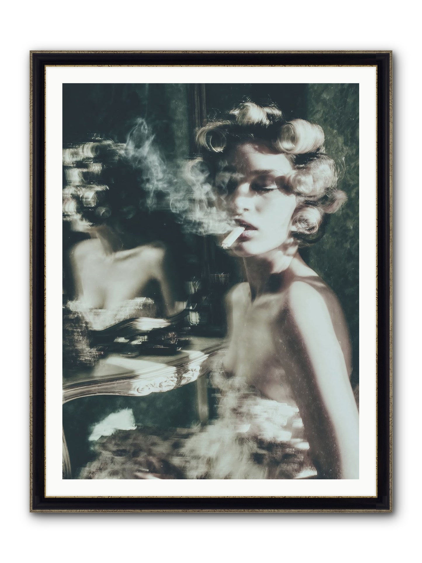 Smoke Rings and Patience Framed Print - Black & Gold 36x48