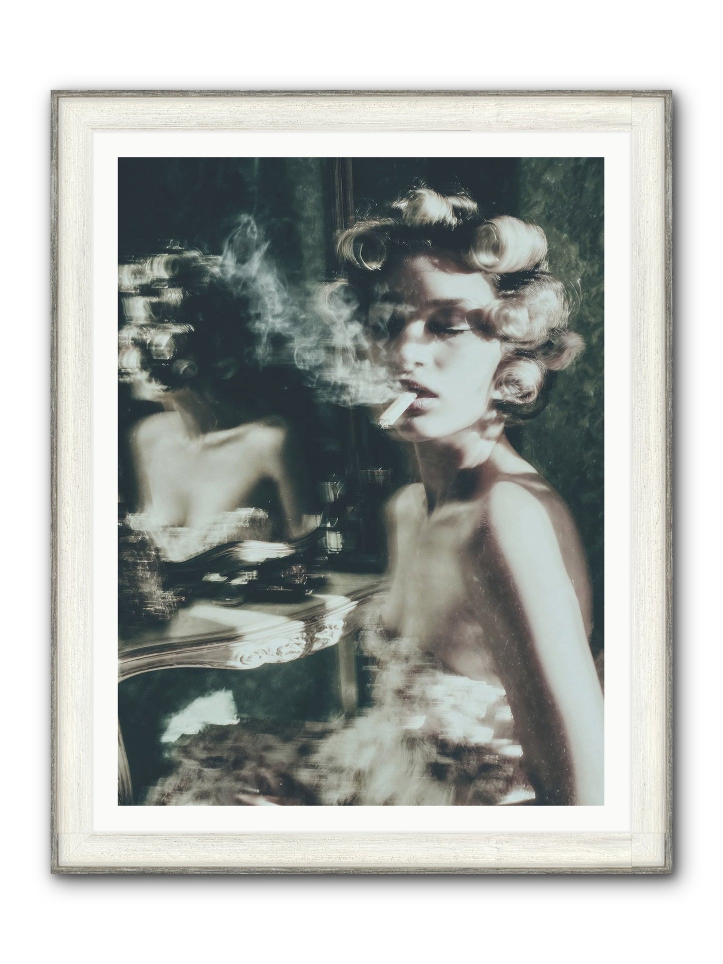 Smoke Rings and Patience Framed Print - Driftwood White 36x48
