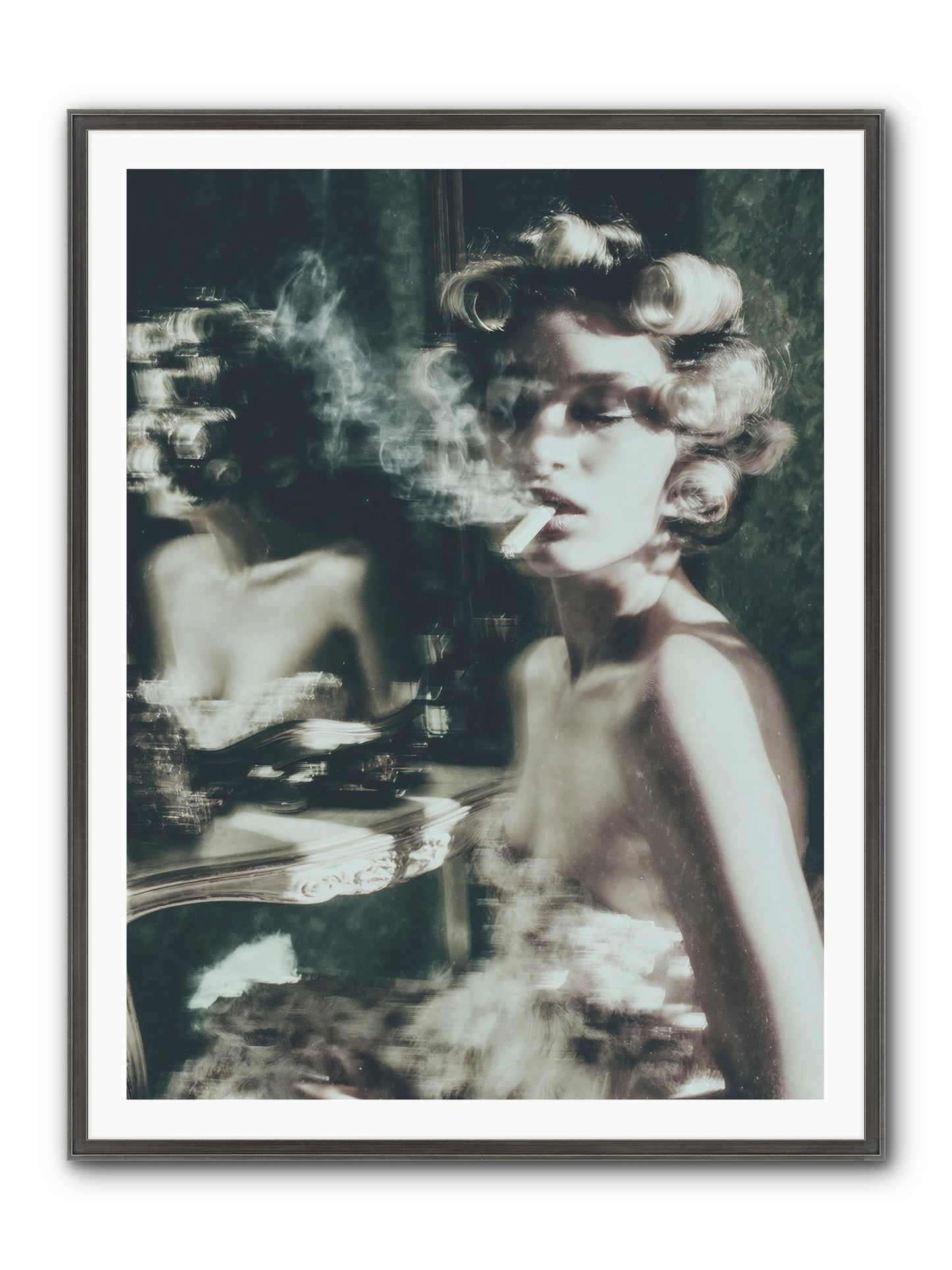 Smoke Rings and Patience Framed Print - Slimwoods Black/Silver 36x48