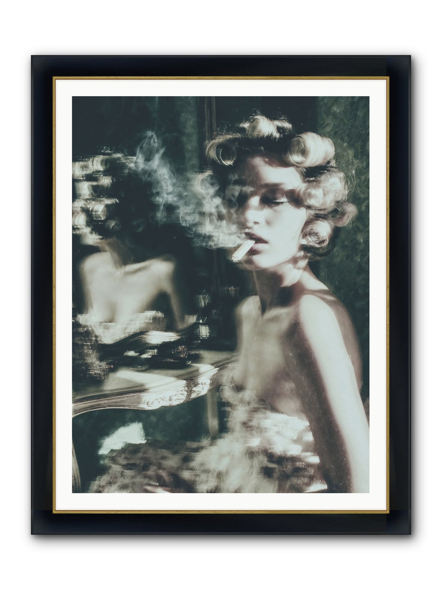 Smoke Rings and Patience Framed Print - Wide Black w/Gold 36x48