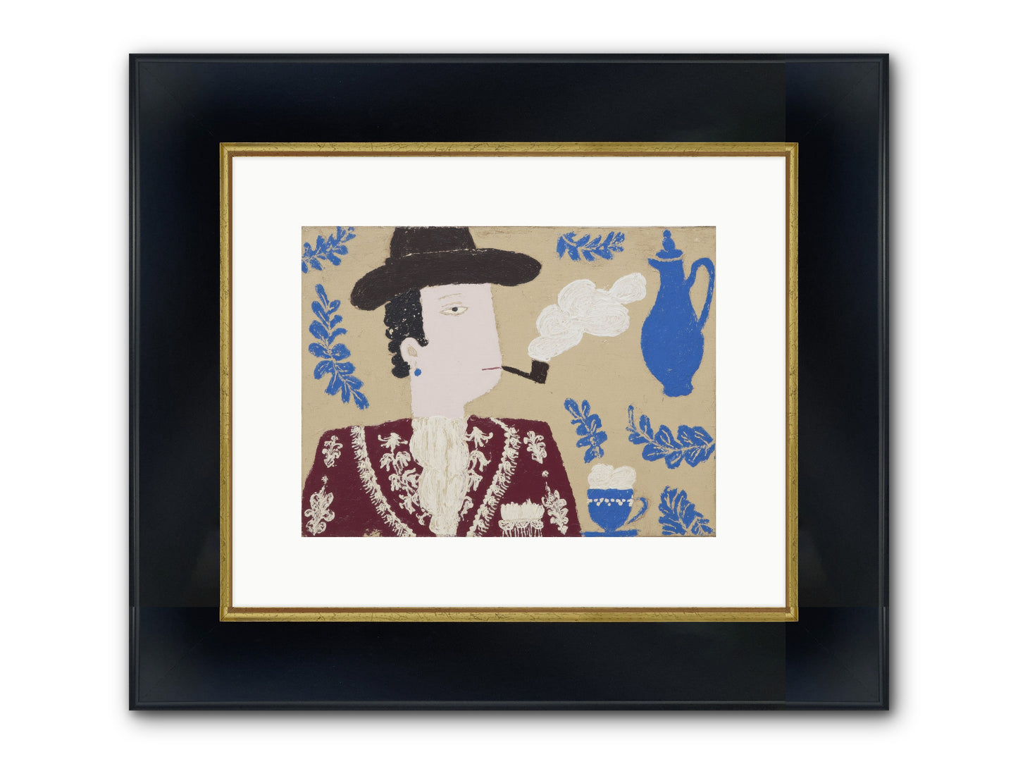 Smoking Jacket, No Cigarettes Framed Print - Wide Black w/Gold 12x9