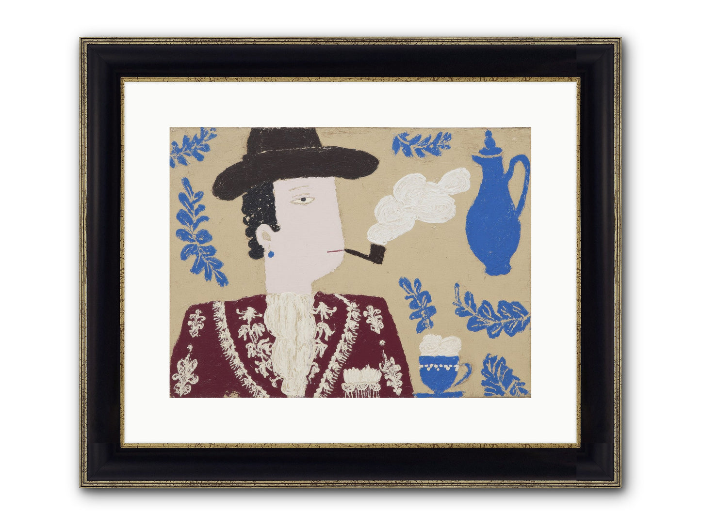 Smoking Jacket, No Cigarettes Framed Print - Black & Gold 16x12