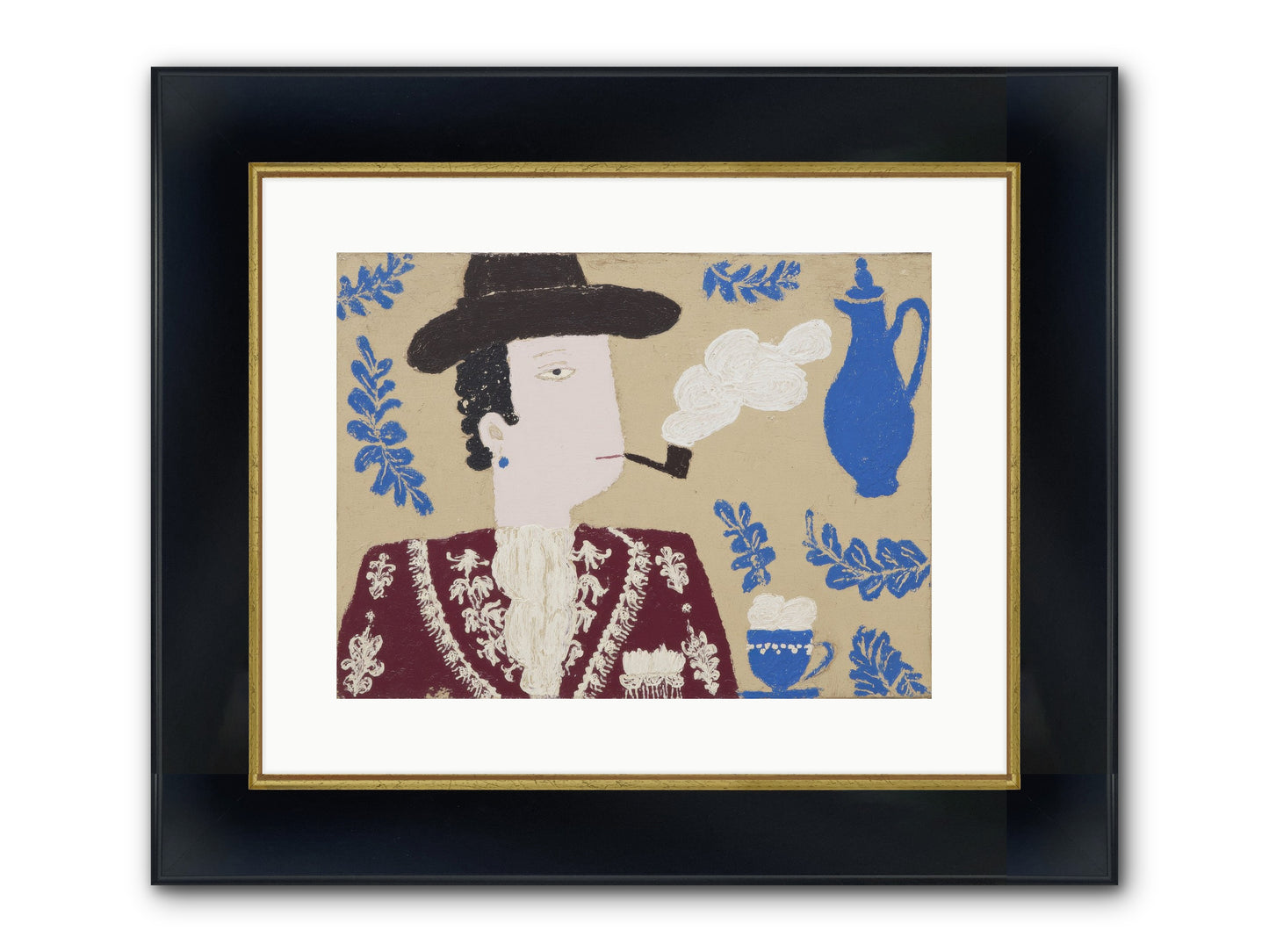 Smoking Jacket, No Cigarettes Framed Print - Wide Black w/Gold 16x12